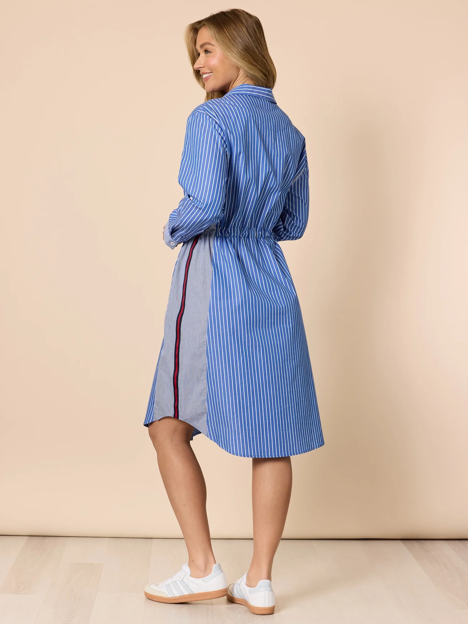 Cabo Stripe Print Shirt Dress - Blue/White - Image 3
