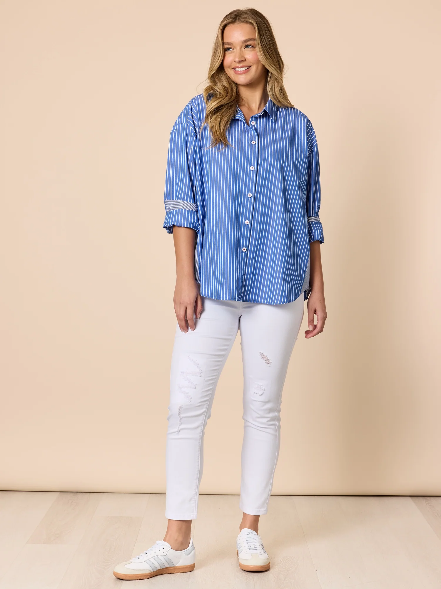 Cabo Stripe Print Shirt - Blue/White - Image 7