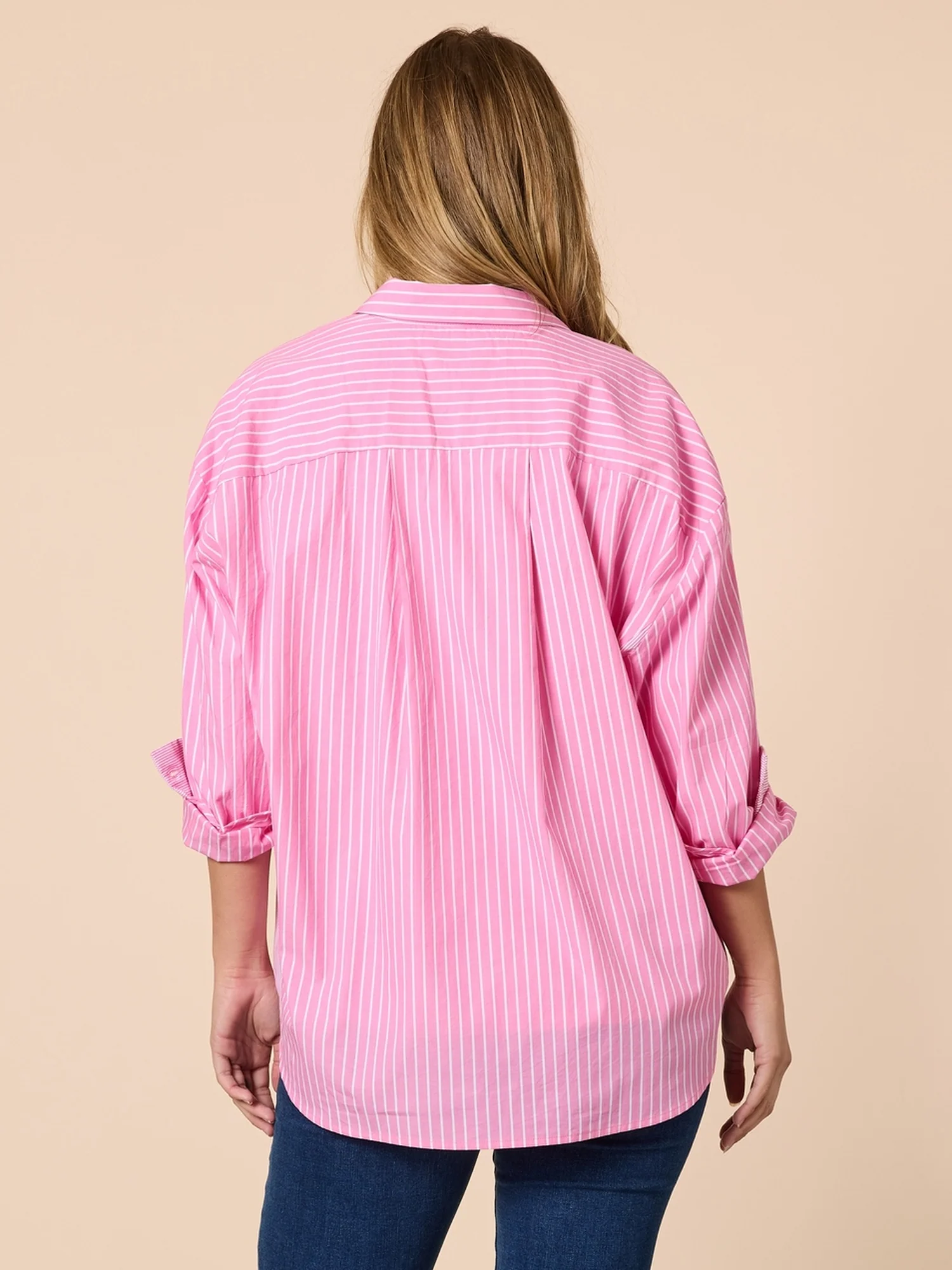 Cabo Stripe Print Shirt - Pink White - Image 4