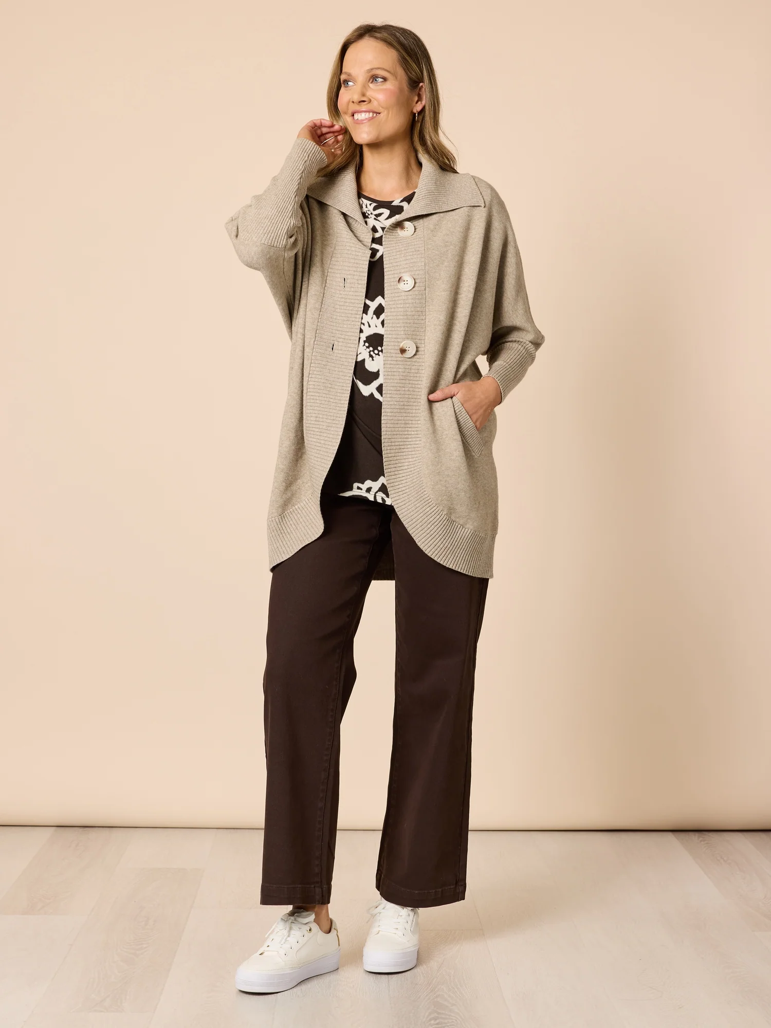 Café Longline Cardigan - Latte - Image 5