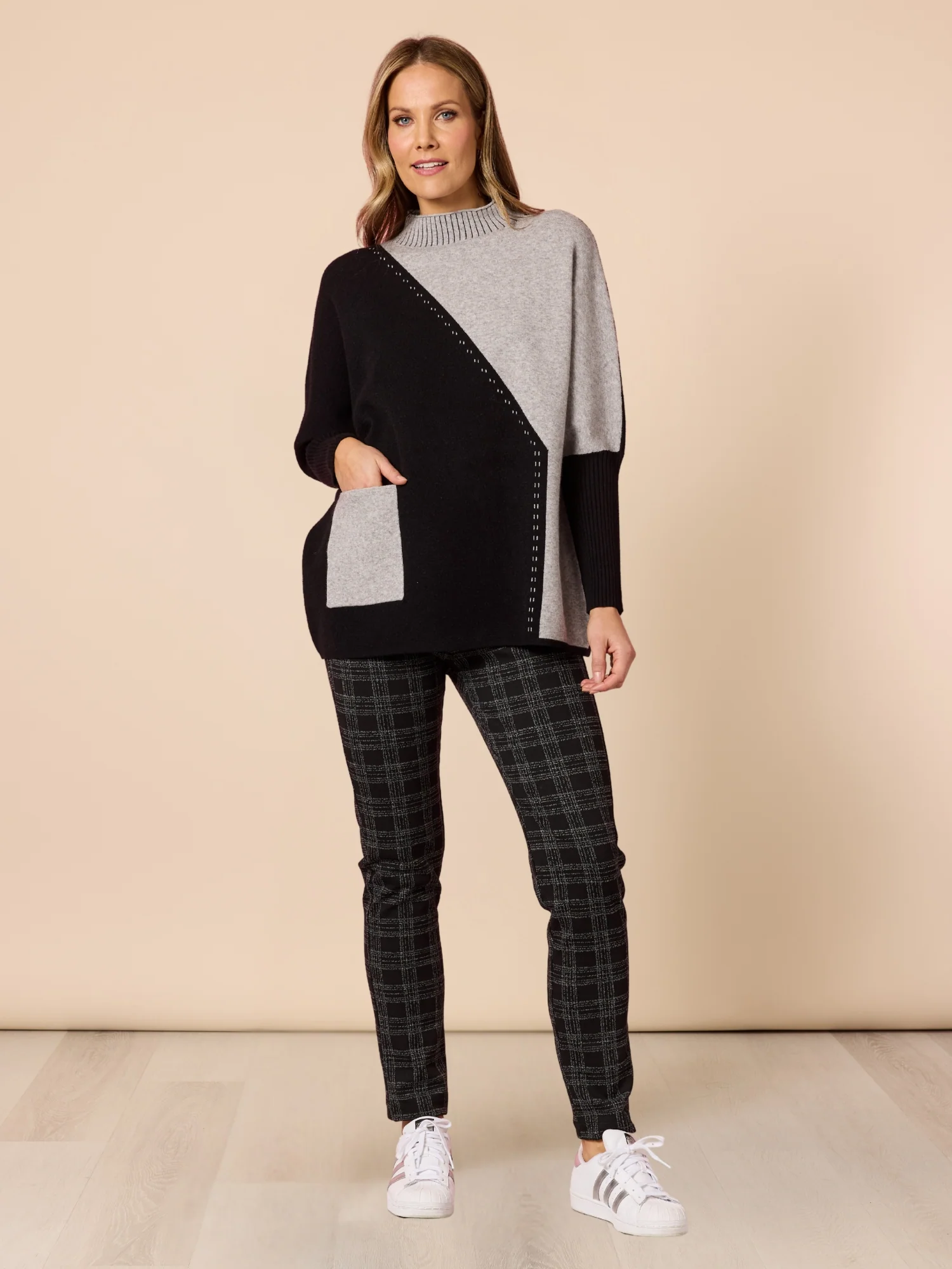 Cannes Spliced Knit - Black/Grey - Image 2