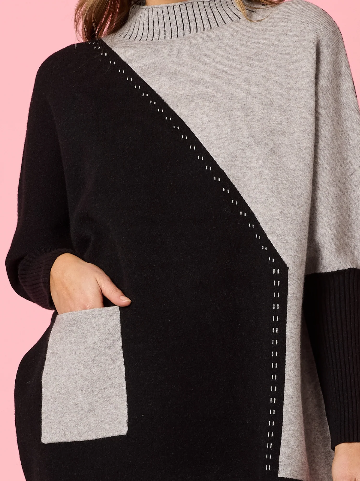 Cannes Spliced Knit - Black/Grey - Image 5