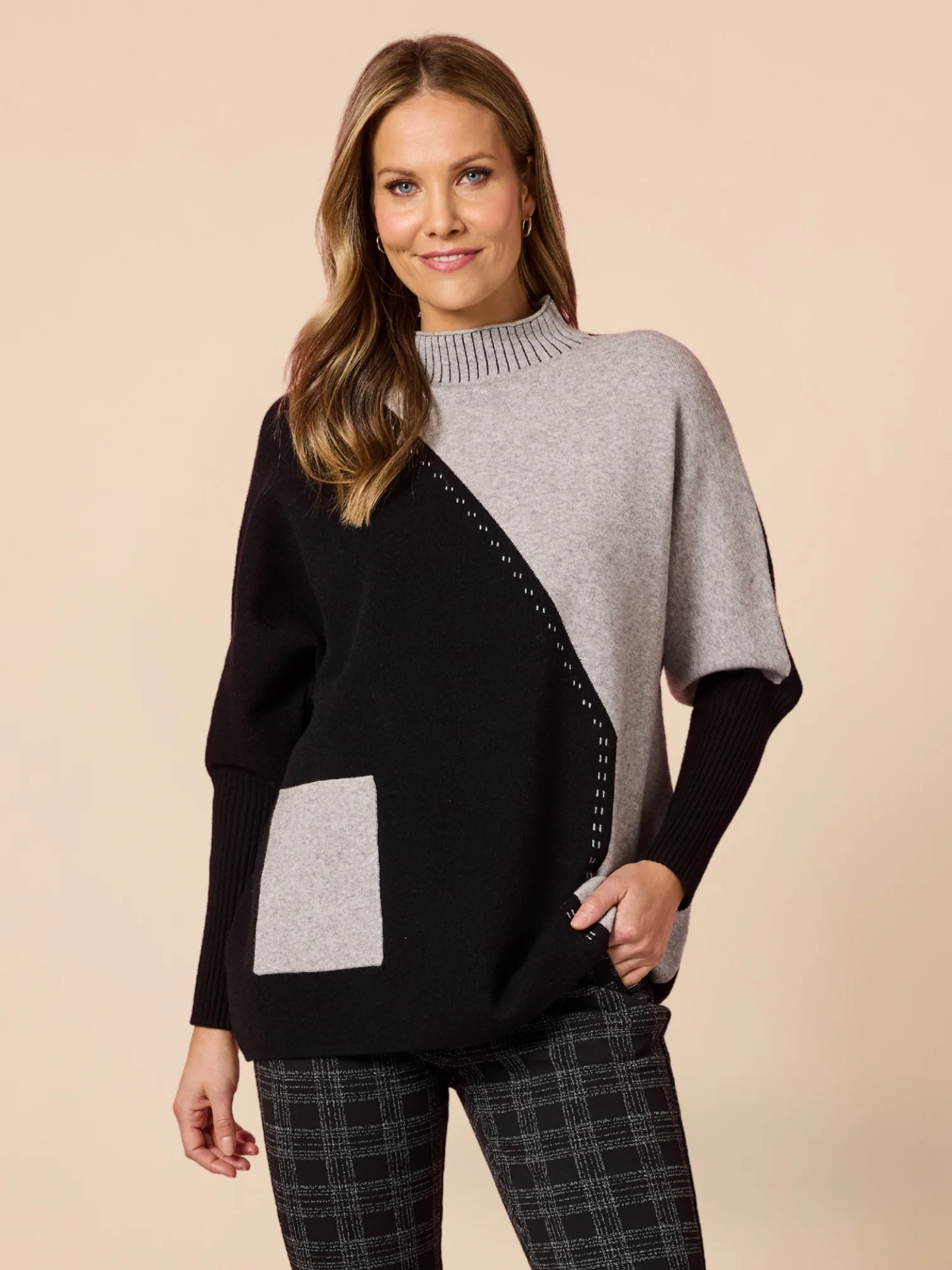 Cannes Spliced Knit - Black/Grey - Image 6