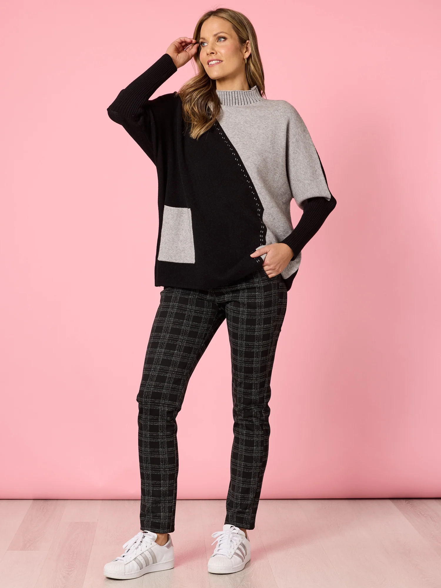 Cannes Spliced Knit - Black/Grey - Image 7