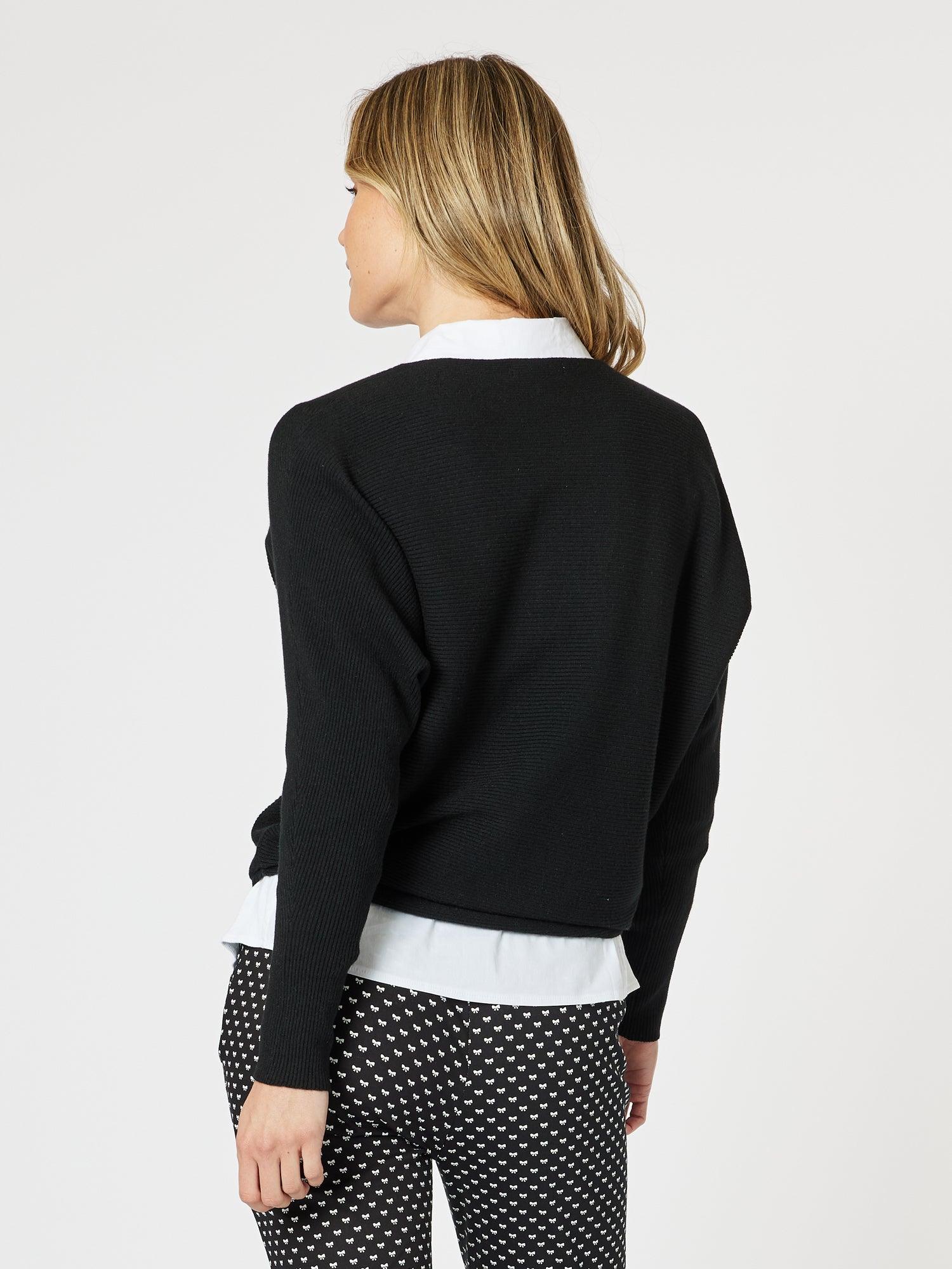 Carmen Batwing Knit - Black - Image 4