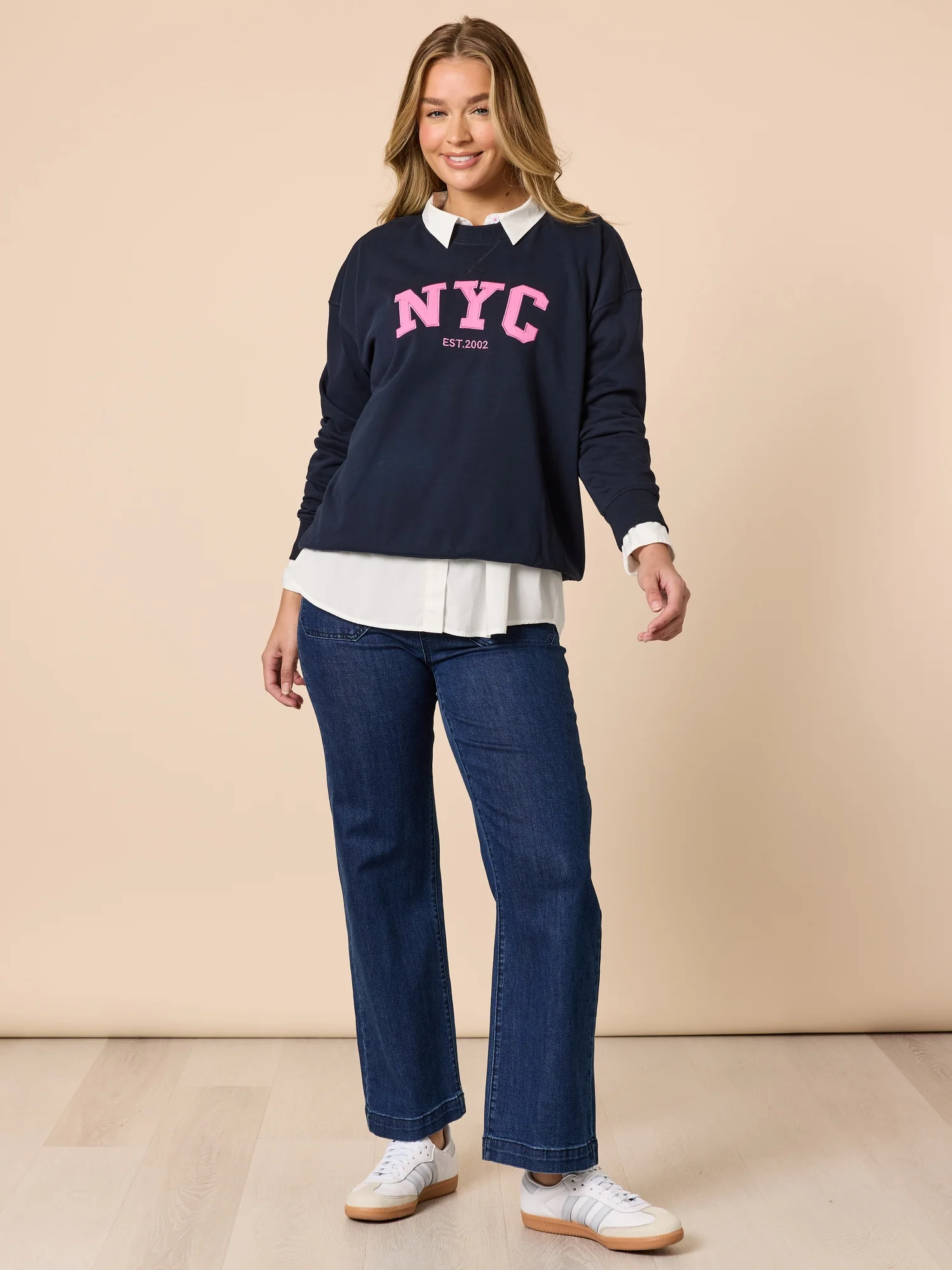 Carpenter Stretch Wide Leg Pull On Denim Jean - Dark Denim - Image 10