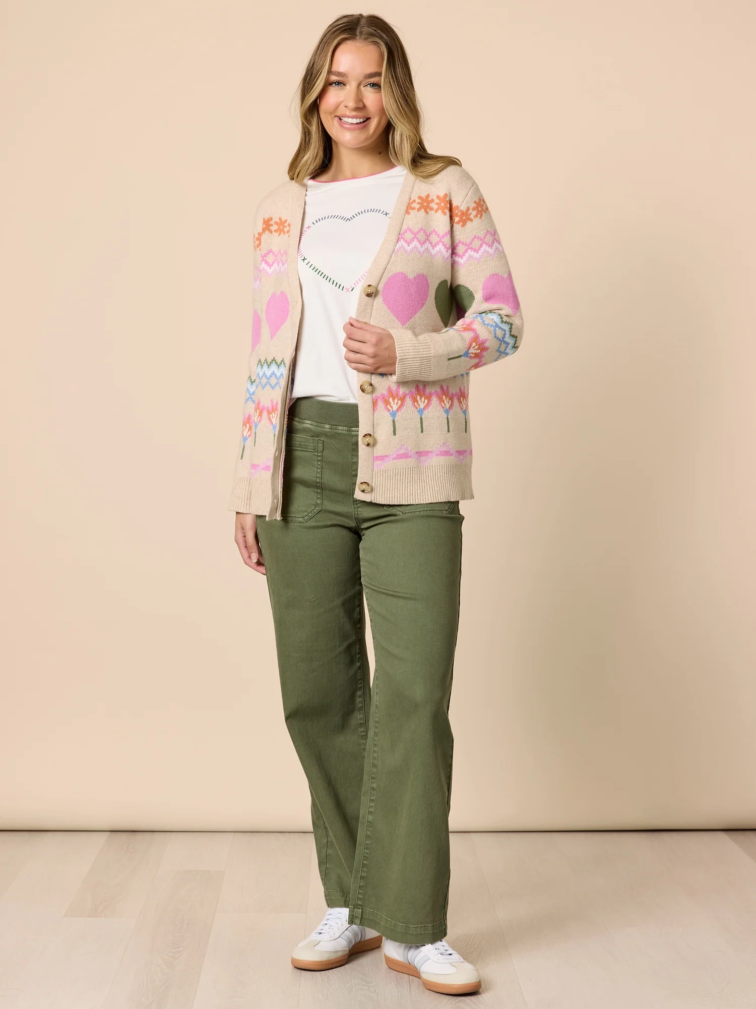 Carpenter Stretch Wide Leg Pull On Denim Jean - Khaki - Image 7