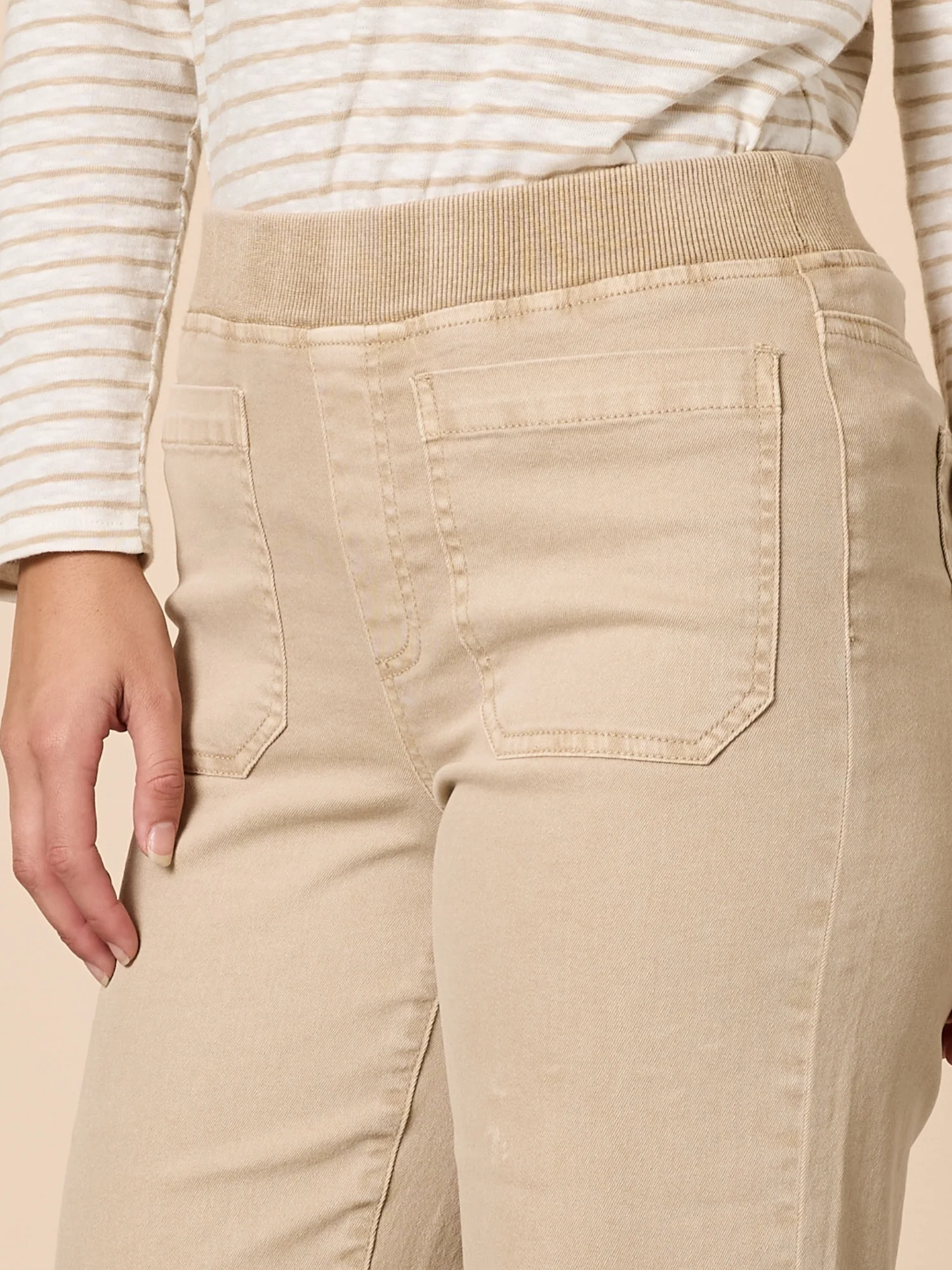 Carpenter Stretch Wide Leg Pull On Denim Jean - Natural - Image 3