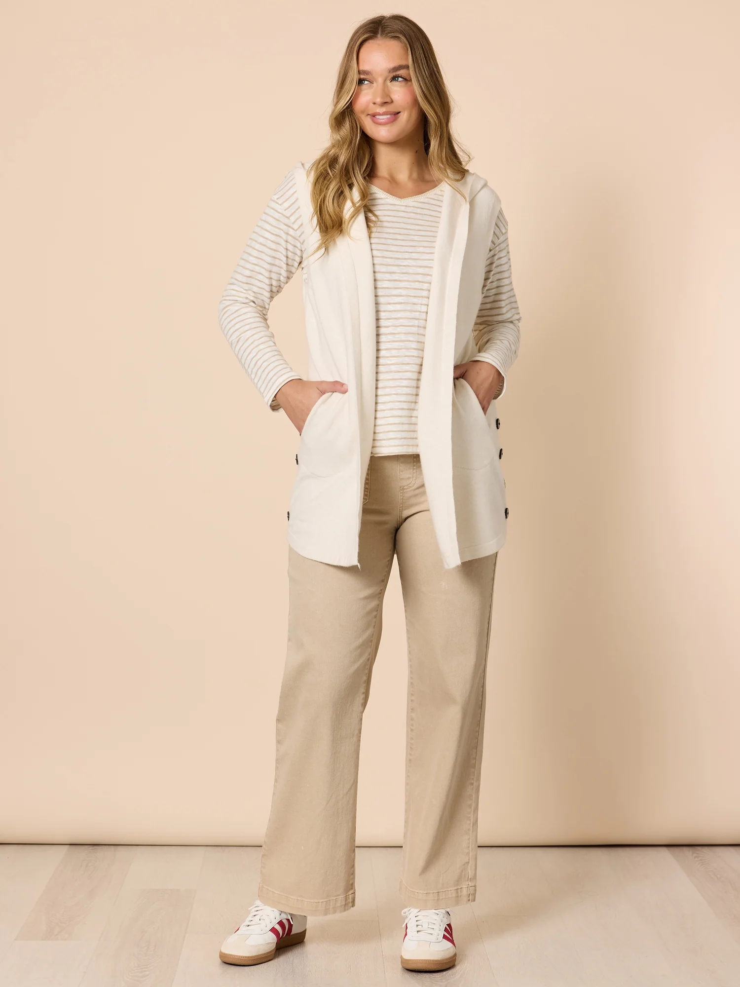 Carpenter Stretch Wide Leg Pull On Denim Jean - Natural - Image 6