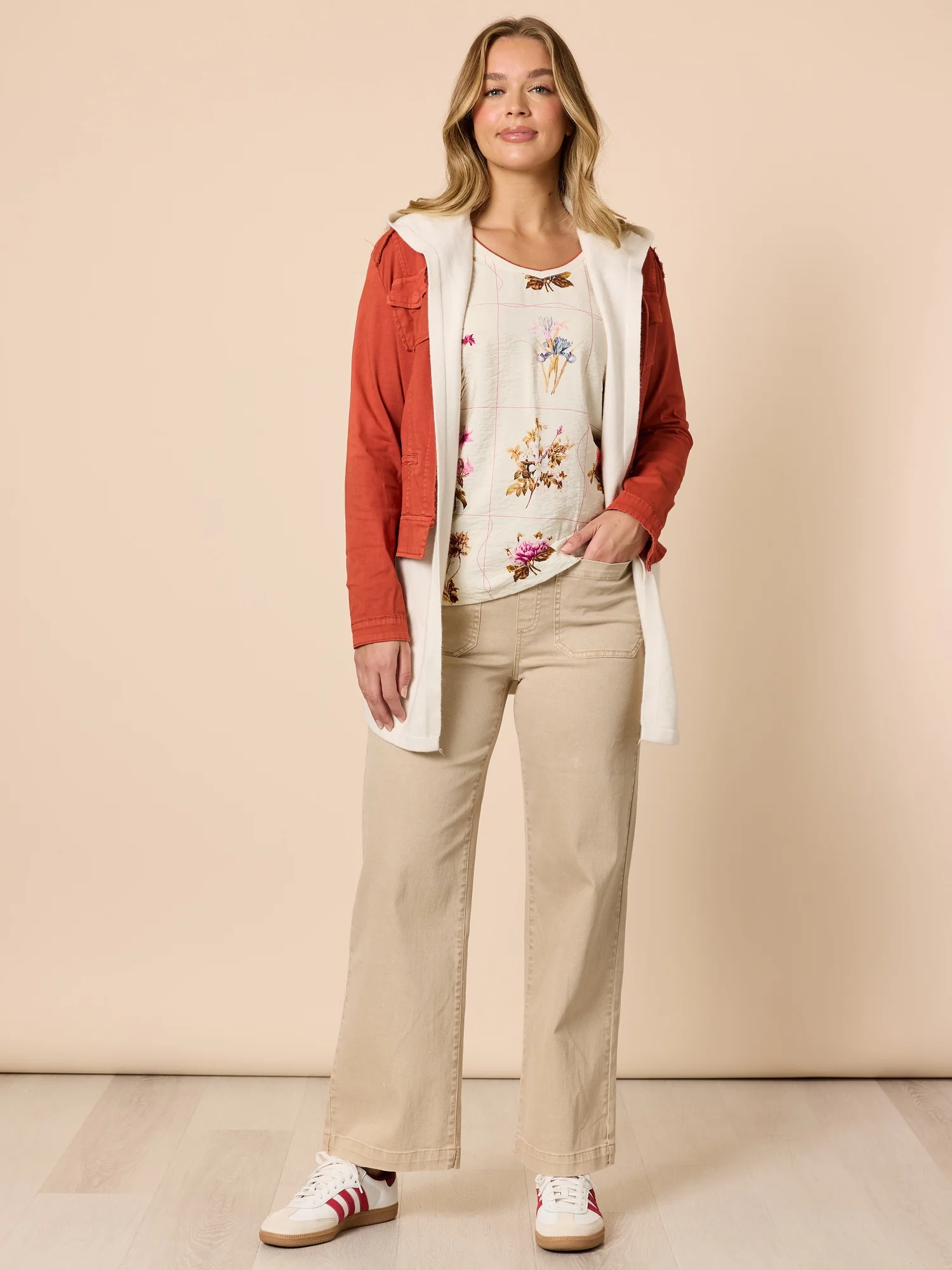 Carpenter Stretch Wide Leg Pull On Denim Jean - Natural - Image 7