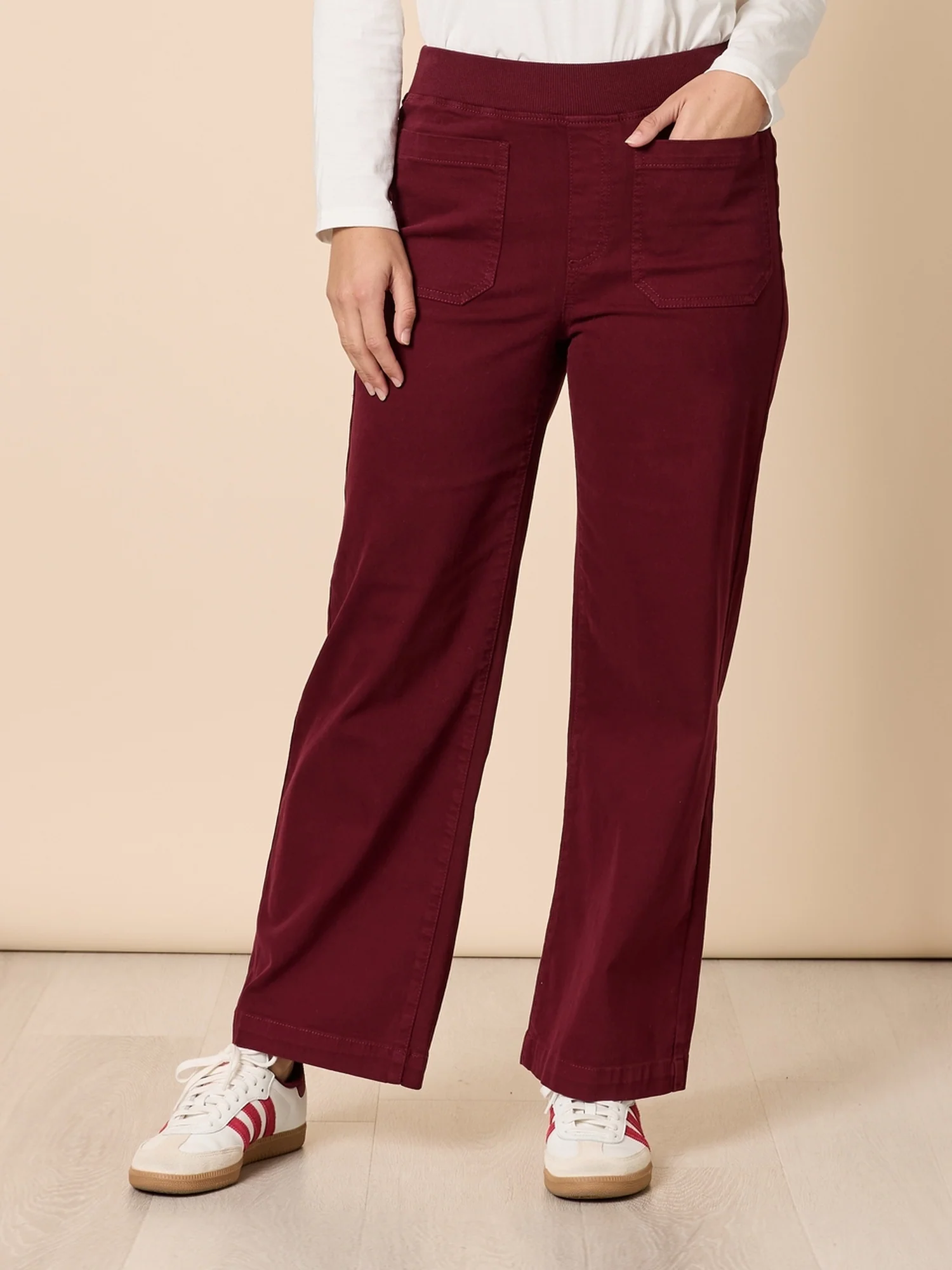 Carpenter Stretch Wide Leg Pull On Denim Jean - Shiraz