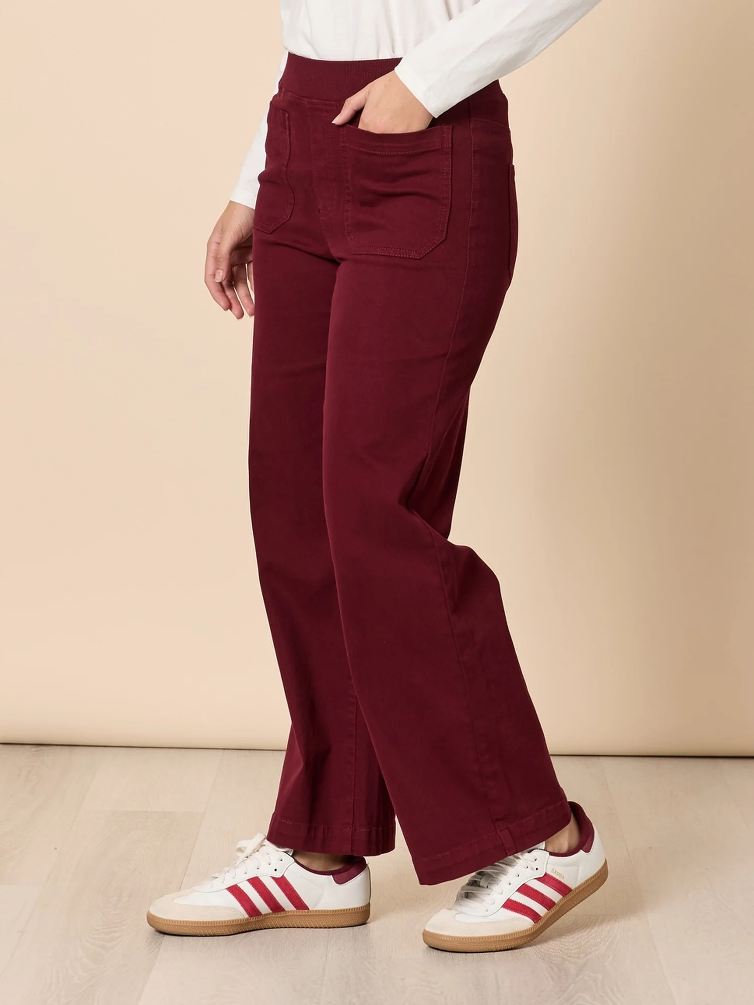Carpenter Stretch Wide Leg Pull On Denim Jean - Shiraz - Image 6