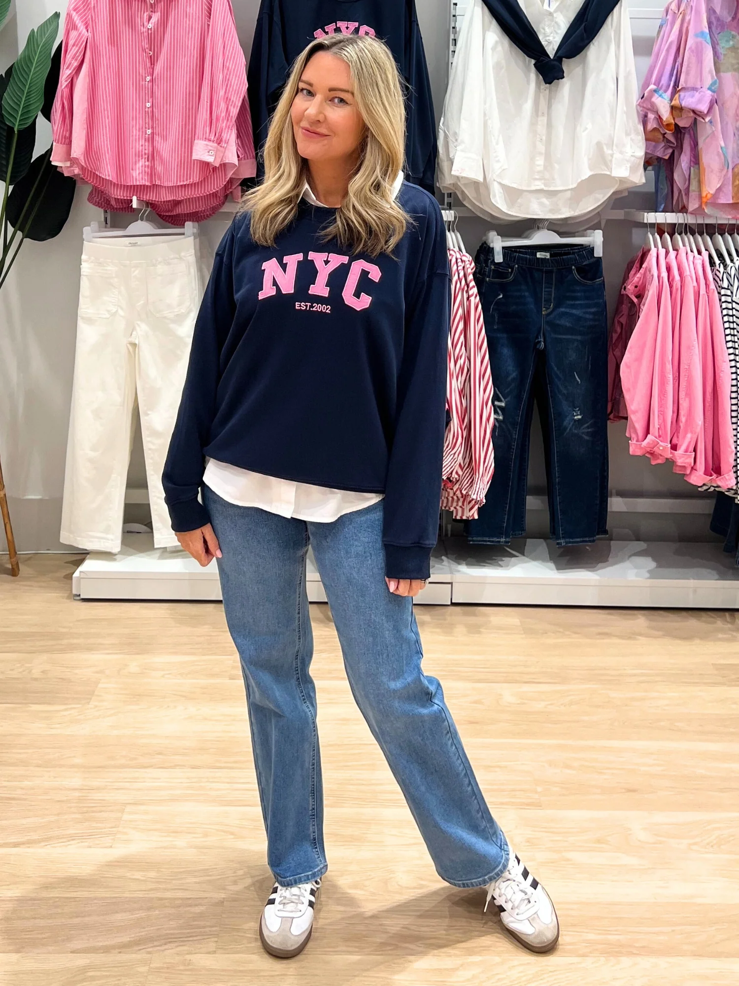 Carpenter Stretch Wide Leg Pull On Denim Jean - Washed Denim - Image 2