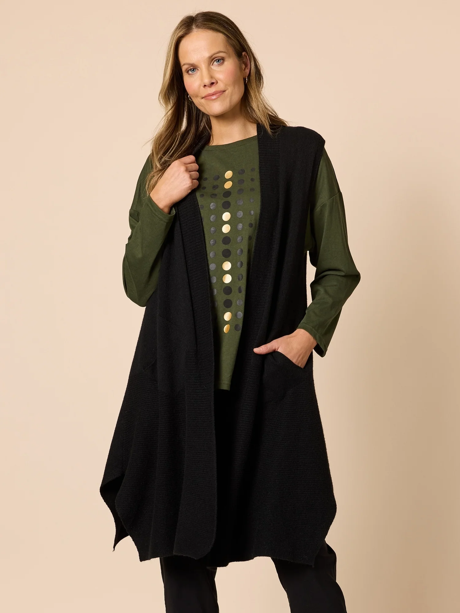 Casa Longline Knit Vest - Black