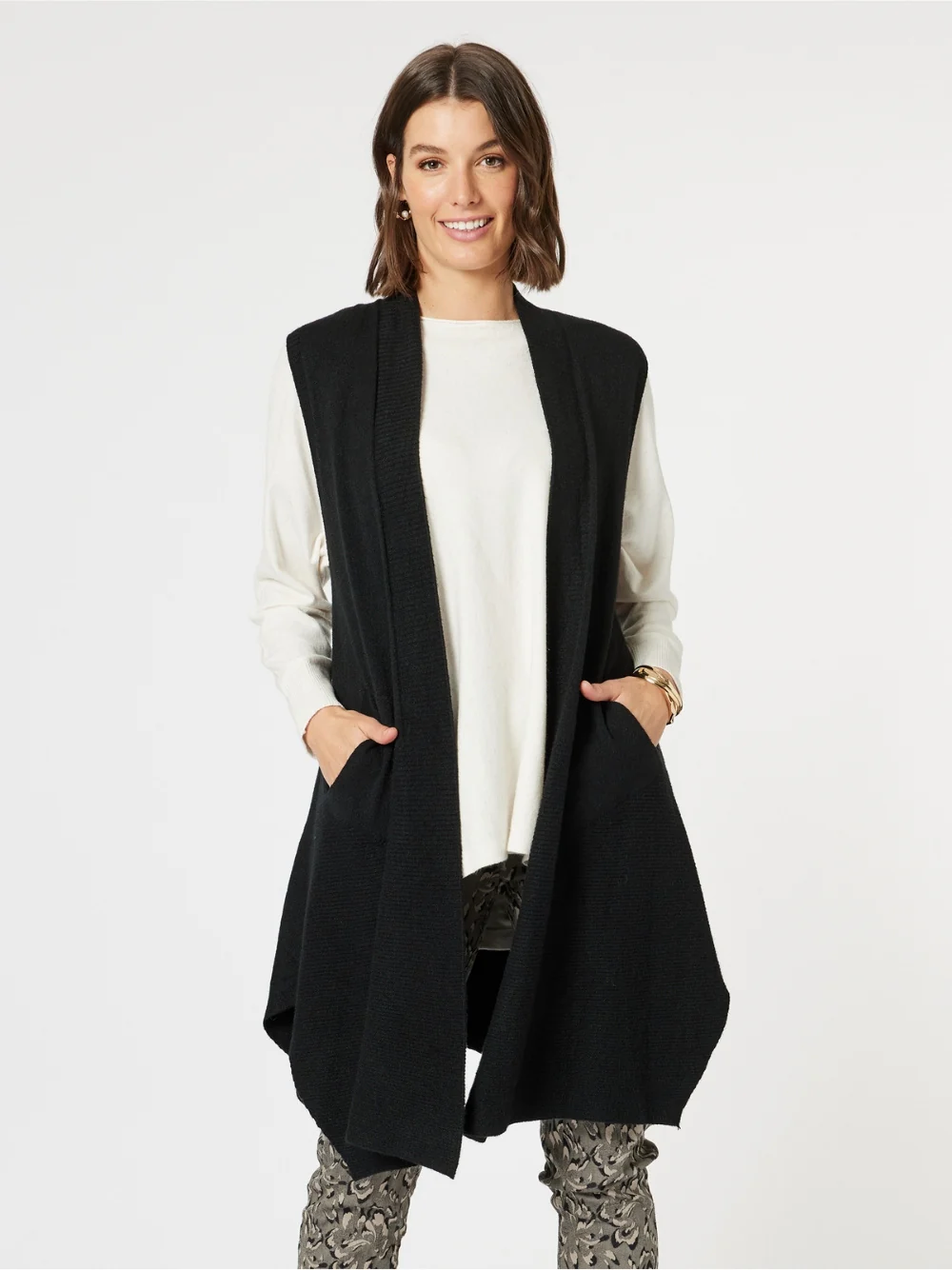 Casa Longline Knit Vest - Black - Image 5