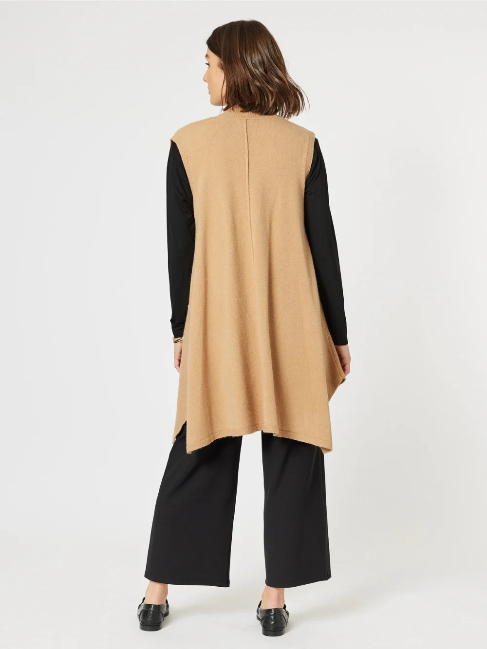 Casa Longline Knit Vest - Caramel - Image 3