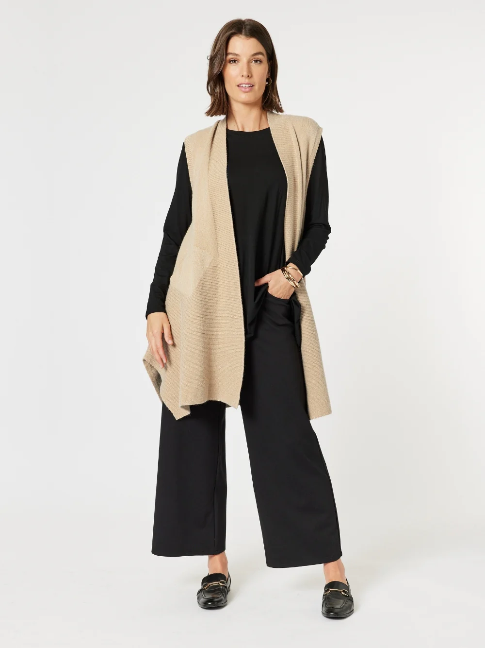 Casa Longline Knit Vest - Natural - Image 2