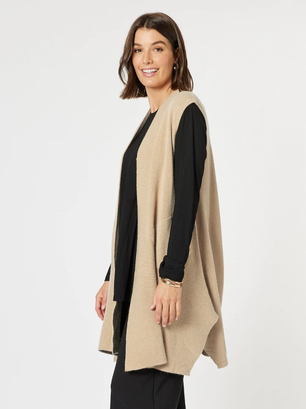 Casa Longline Knit Vest - Natural - Image 3