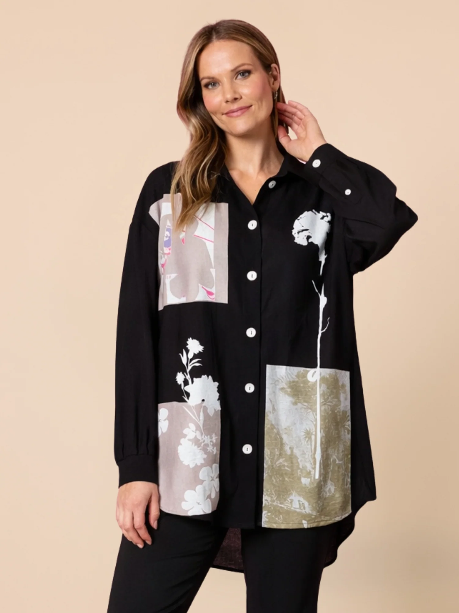 Celine Floral Print Shirt - Black