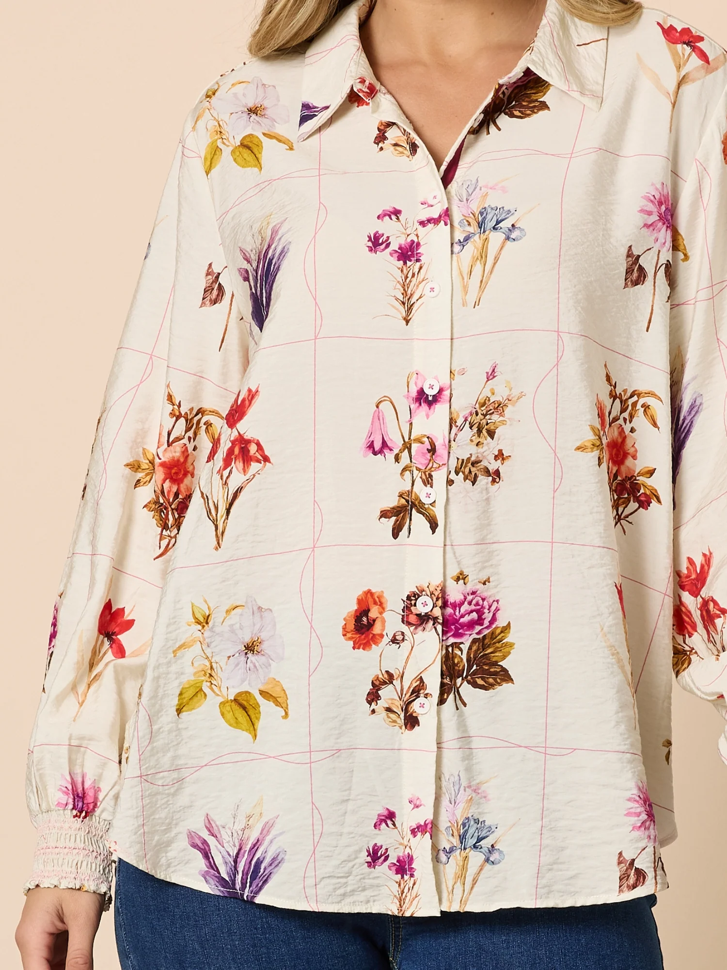 Central Park Floral Print Shirt - Natural Multi - Image 5