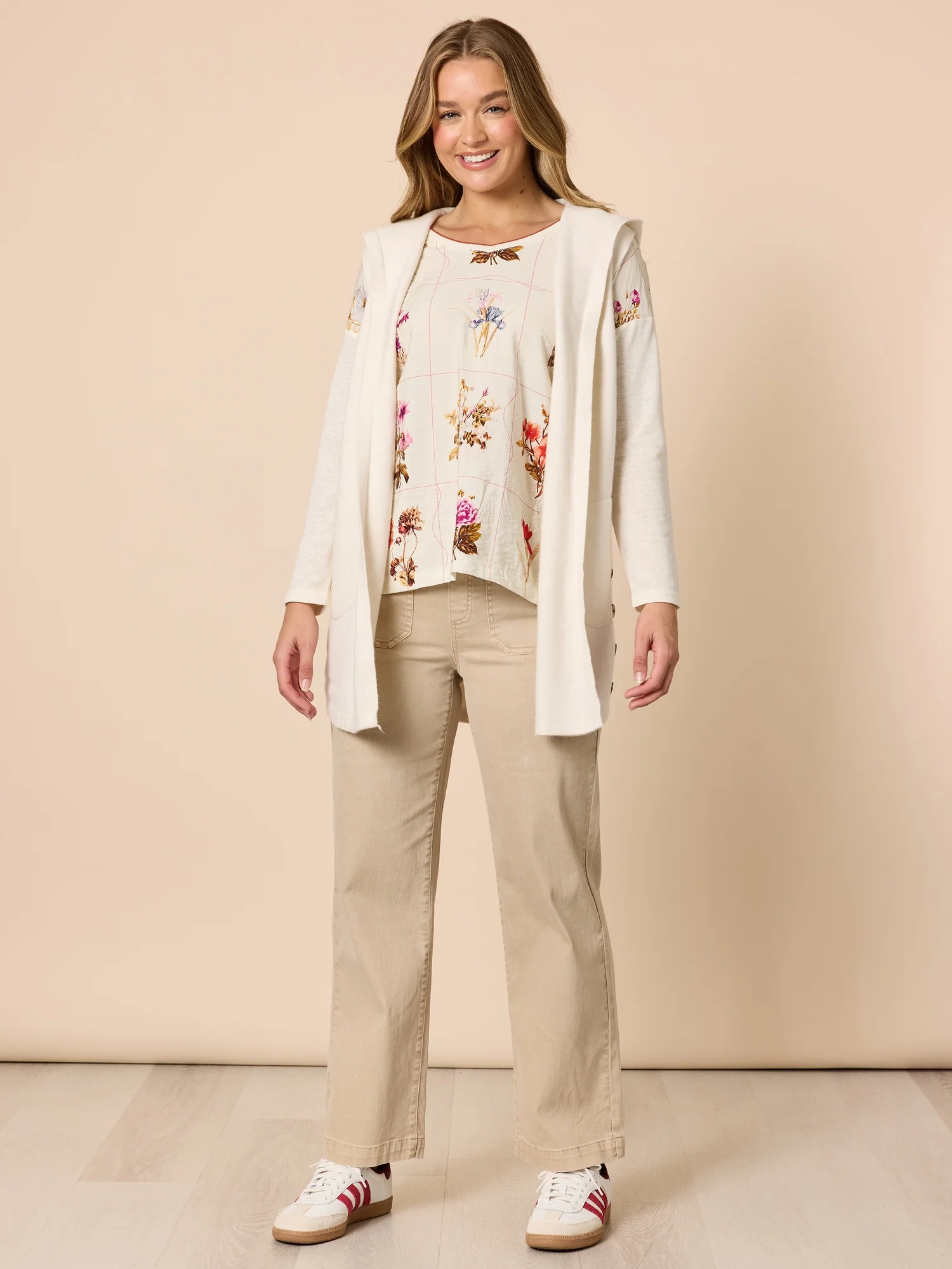 Central Park Floral Print Top - Natural Multi - Image 3