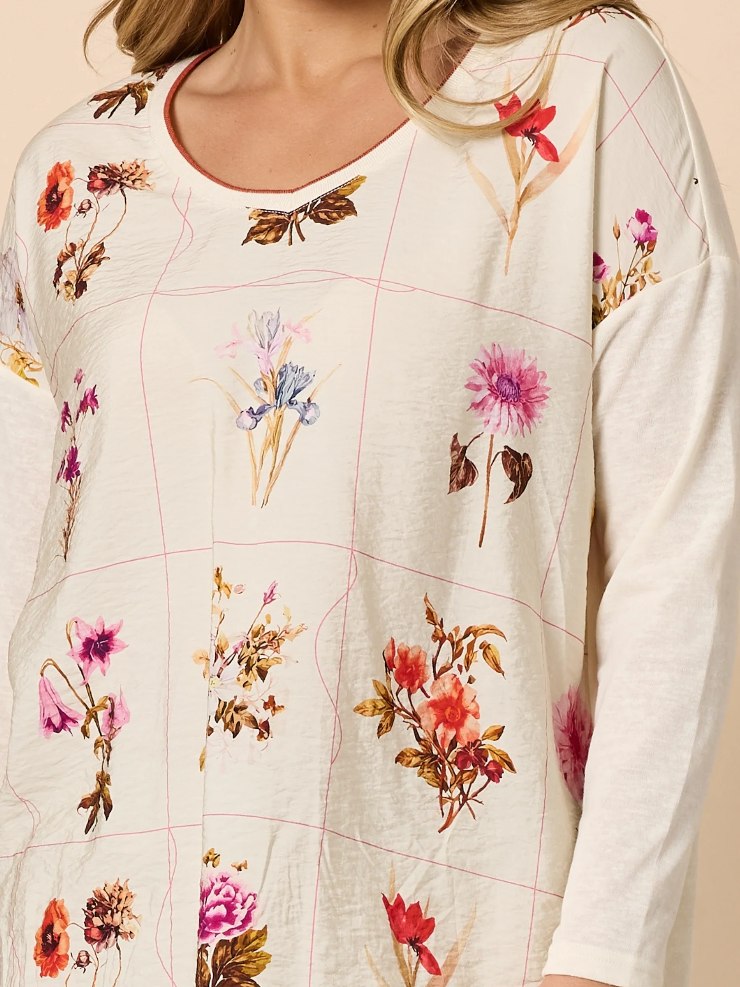 Central Park Floral Print Top - Natural Multi - Image 6