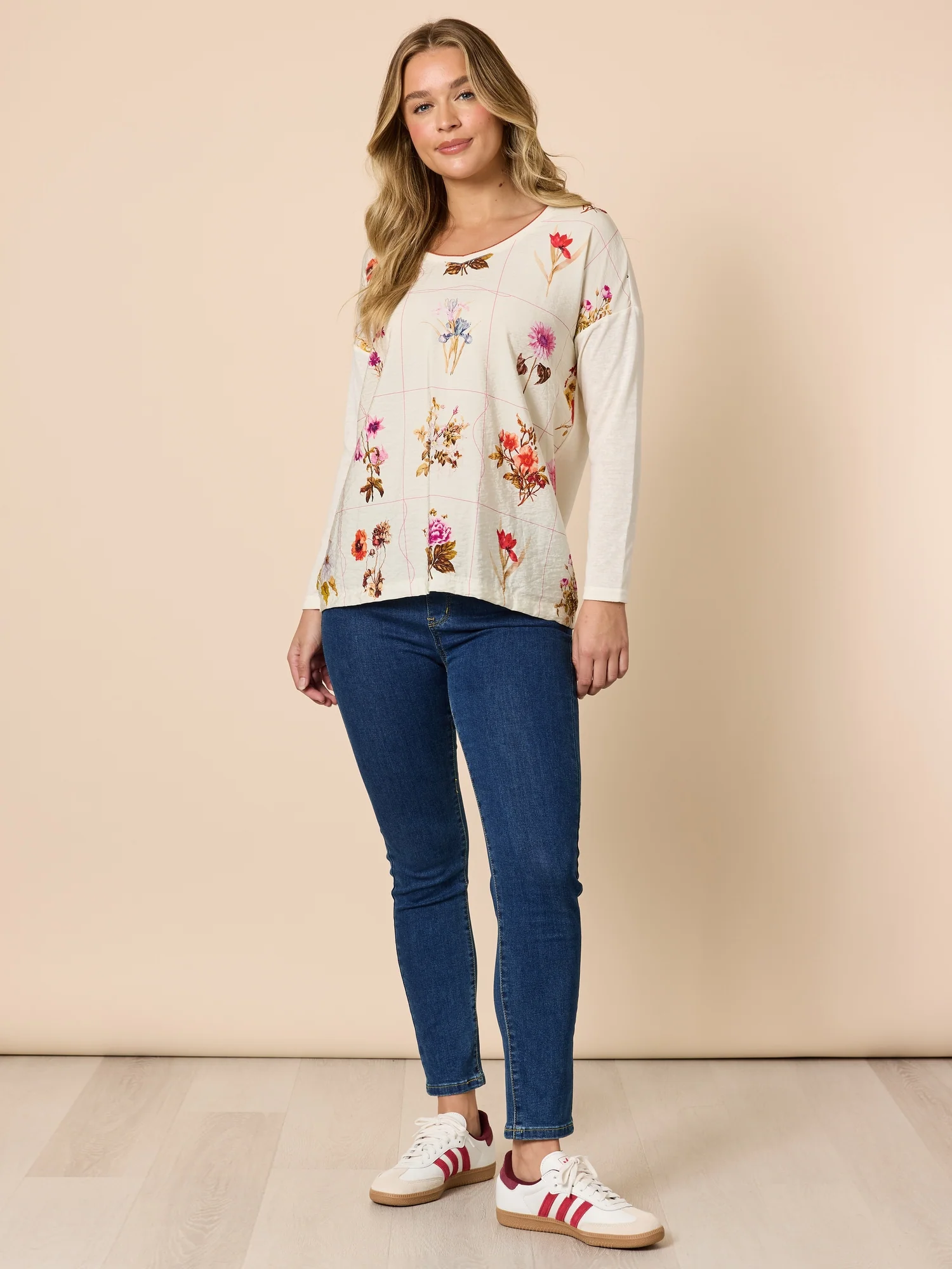 Central Park Floral Print Top - Natural Multi - Image 8