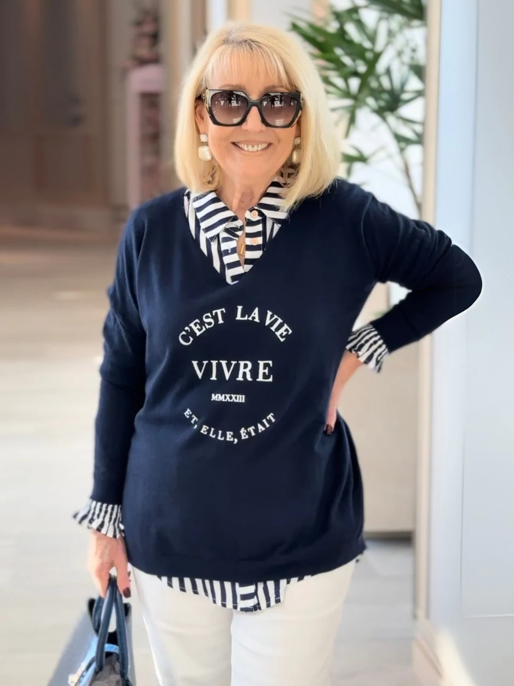 C'est La Vie Knit Sweat - Navy - Image 3