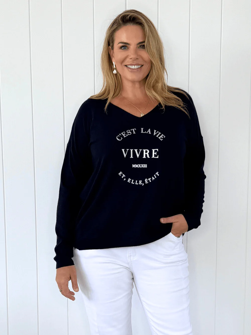 C'est La Vie Knit Sweat - Navy - Image 5