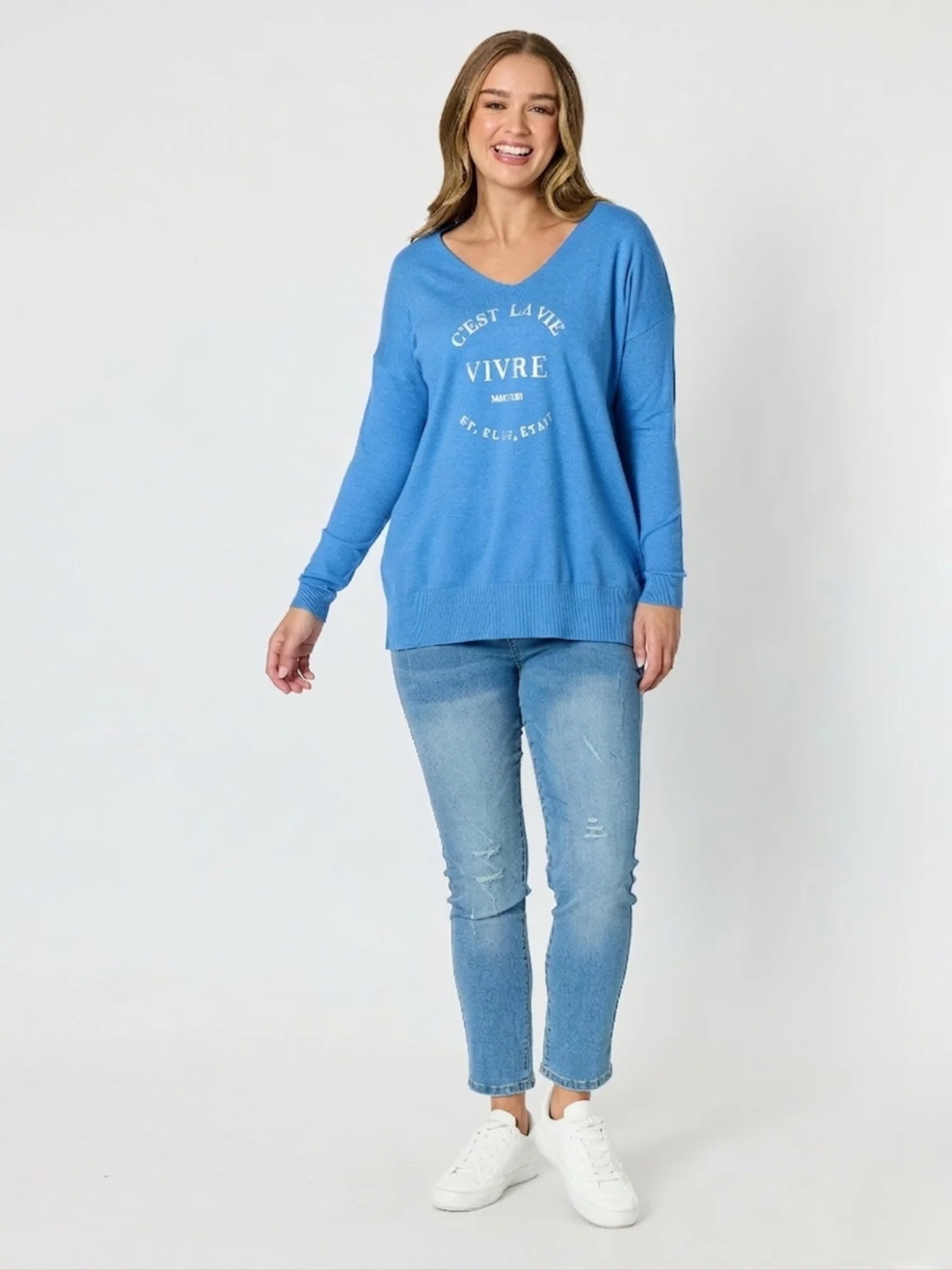 C'est La Vie Knit Sweat - Blue - Image 2