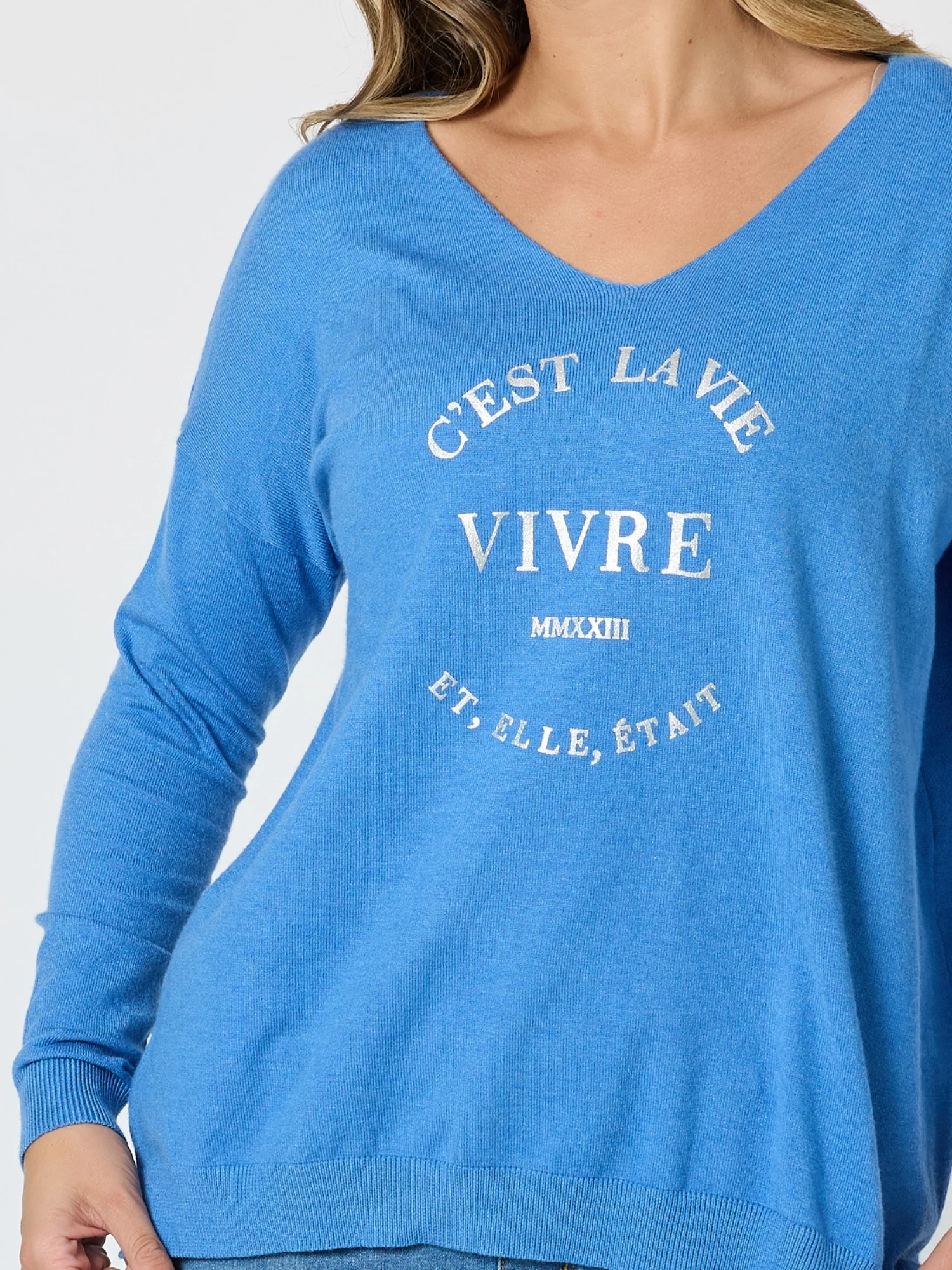 C'est La Vie Knit Sweat - Blue - Image 5