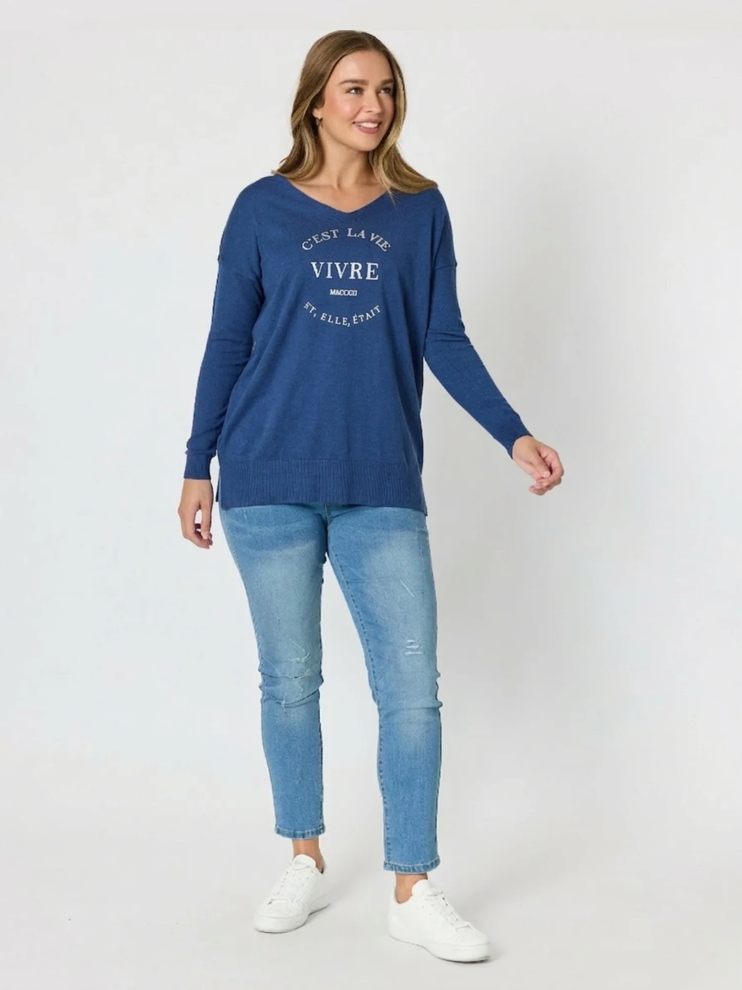 C'est La Vie Knit Sweat- Indigo - Image 2