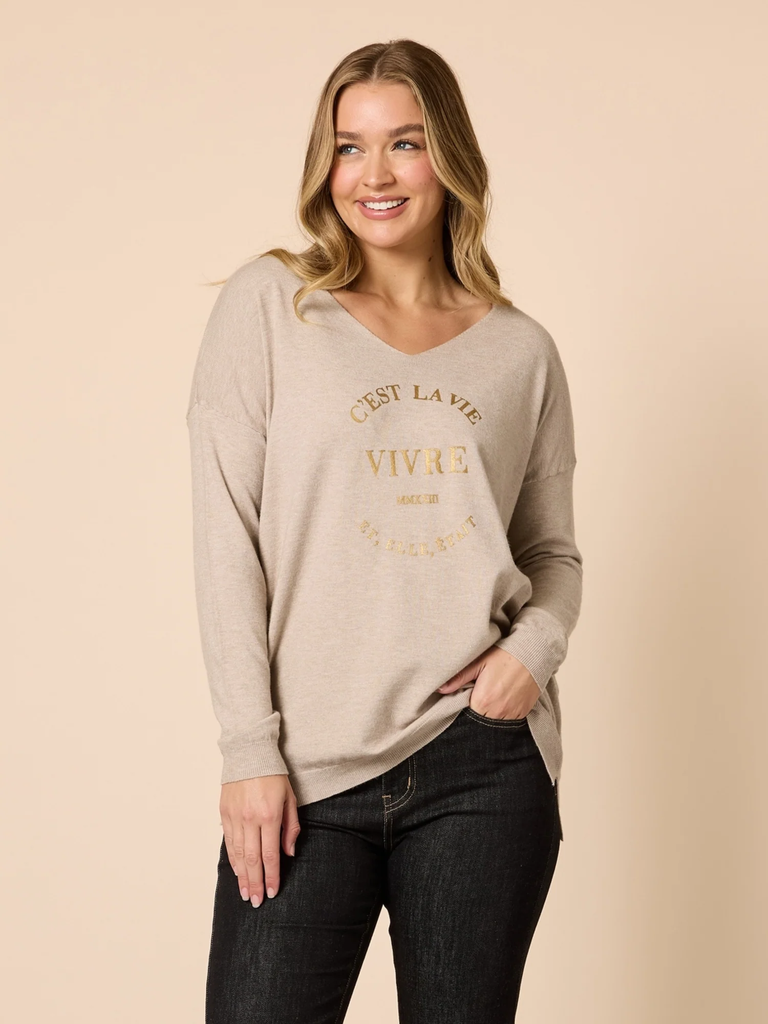 C'est La Vie Knit Sweat - Natural