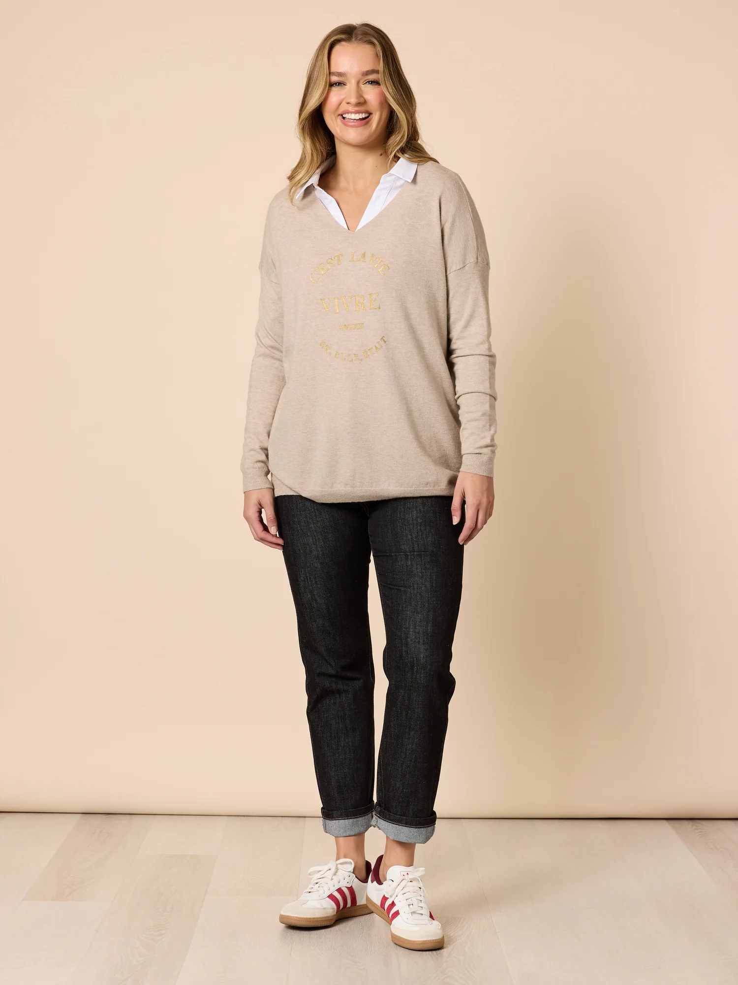 C'est La Vie Knit Sweat - Natural - Image 3