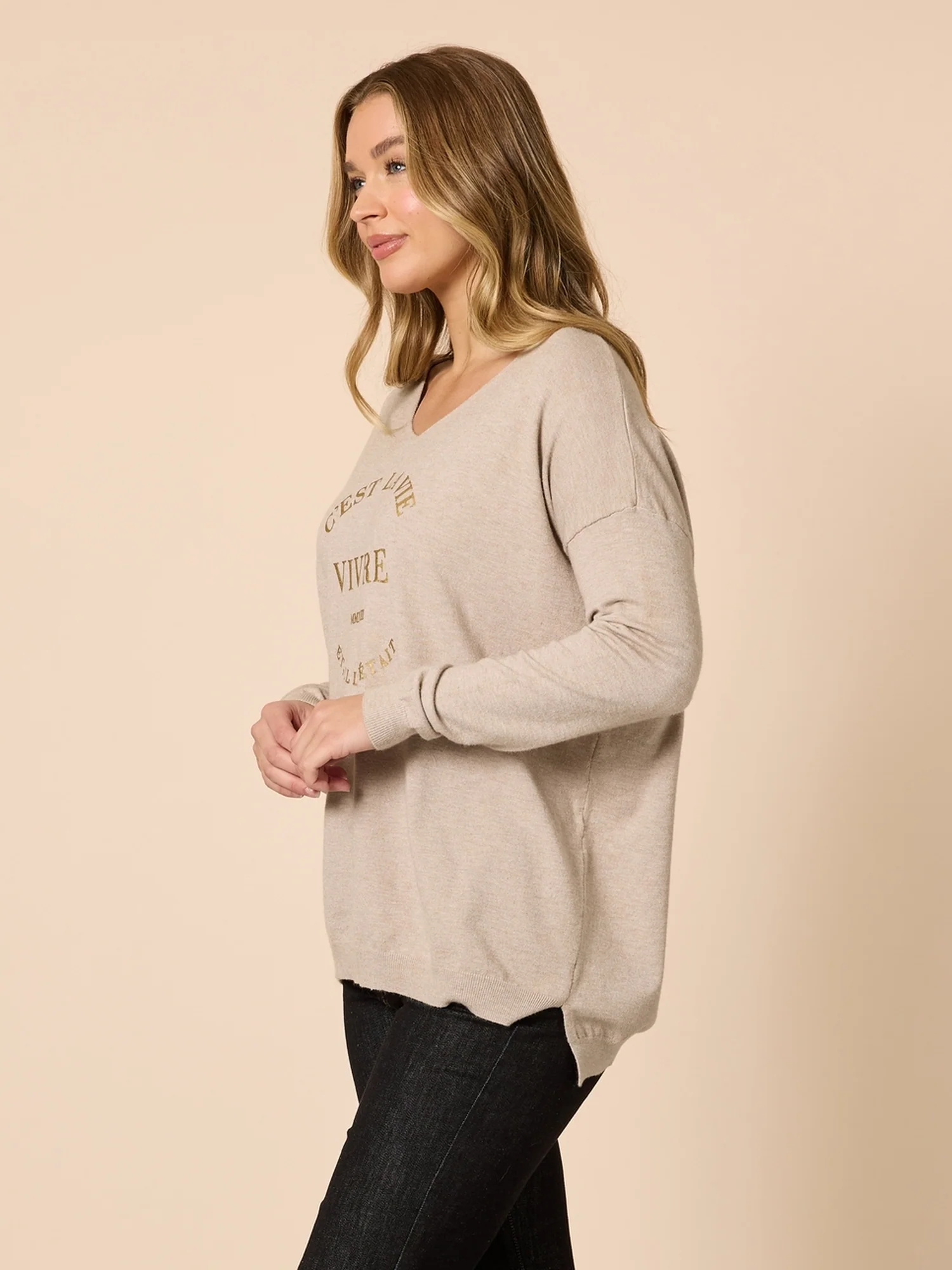 C'est La Vie Knit Sweat - Natural - Image 4
