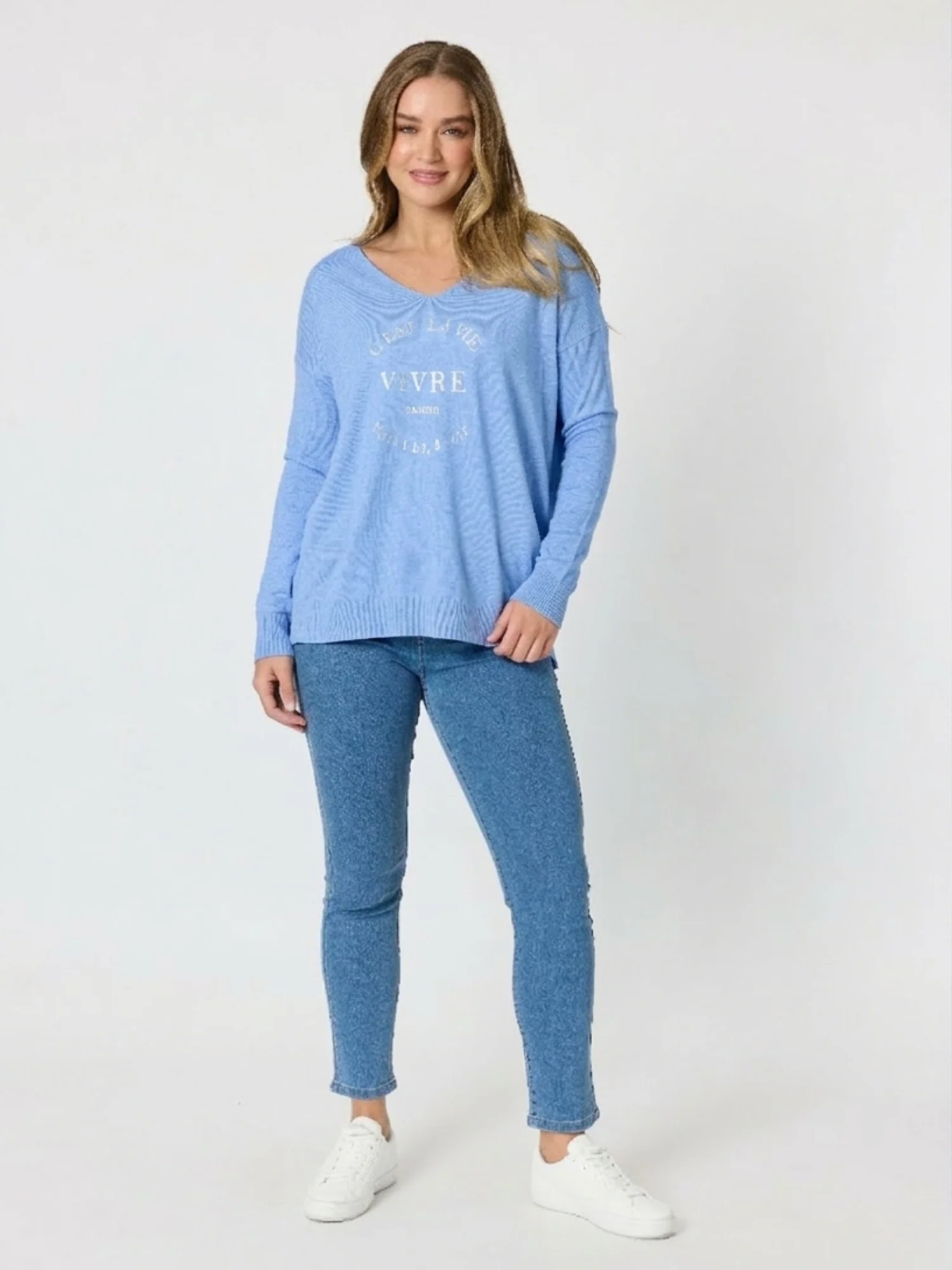 C'est La Vie Knit Sweat - Sky Blue - Image 2
