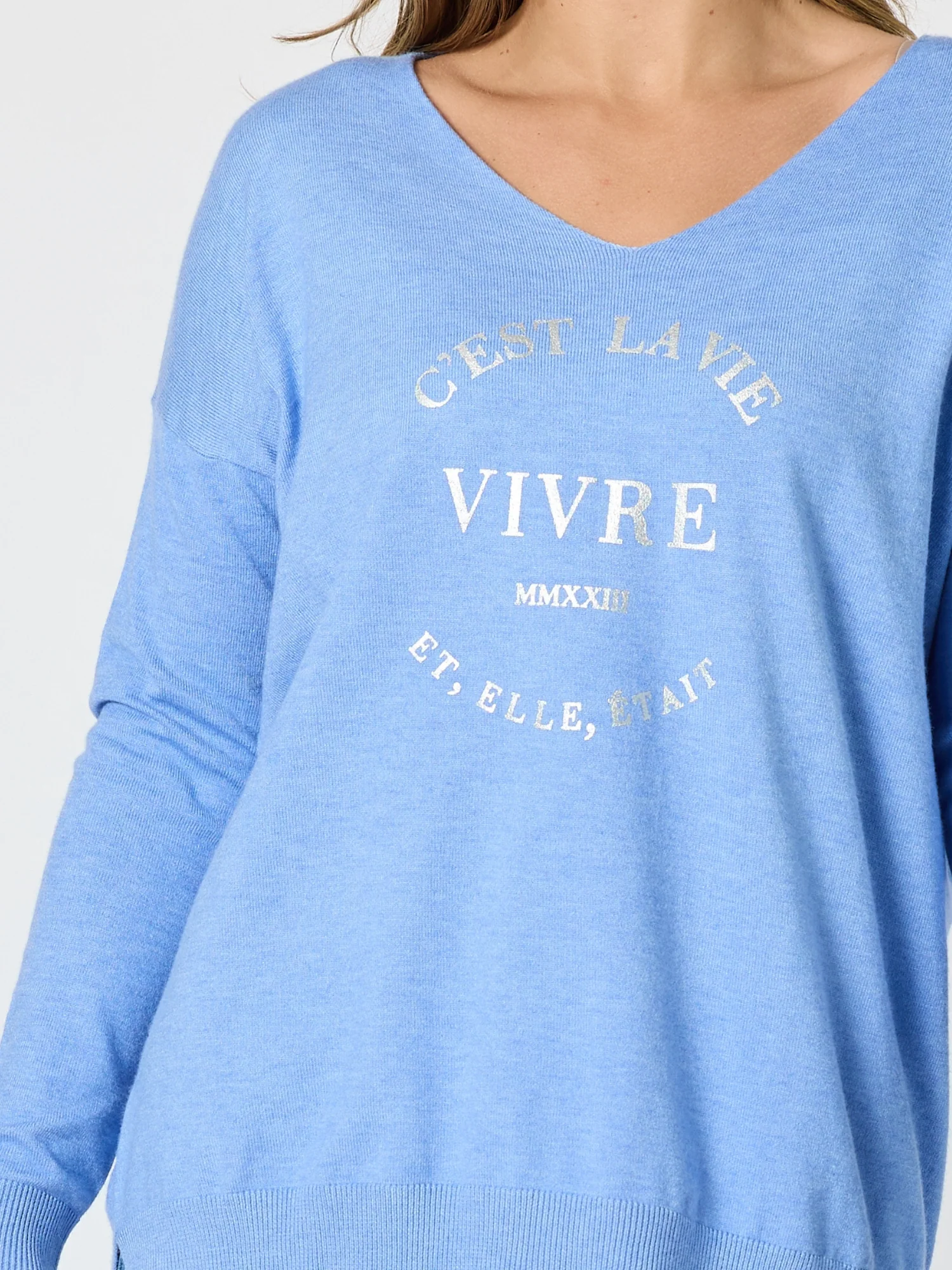 C'est La Vie Knit Sweat - Sky Blue - Image 5