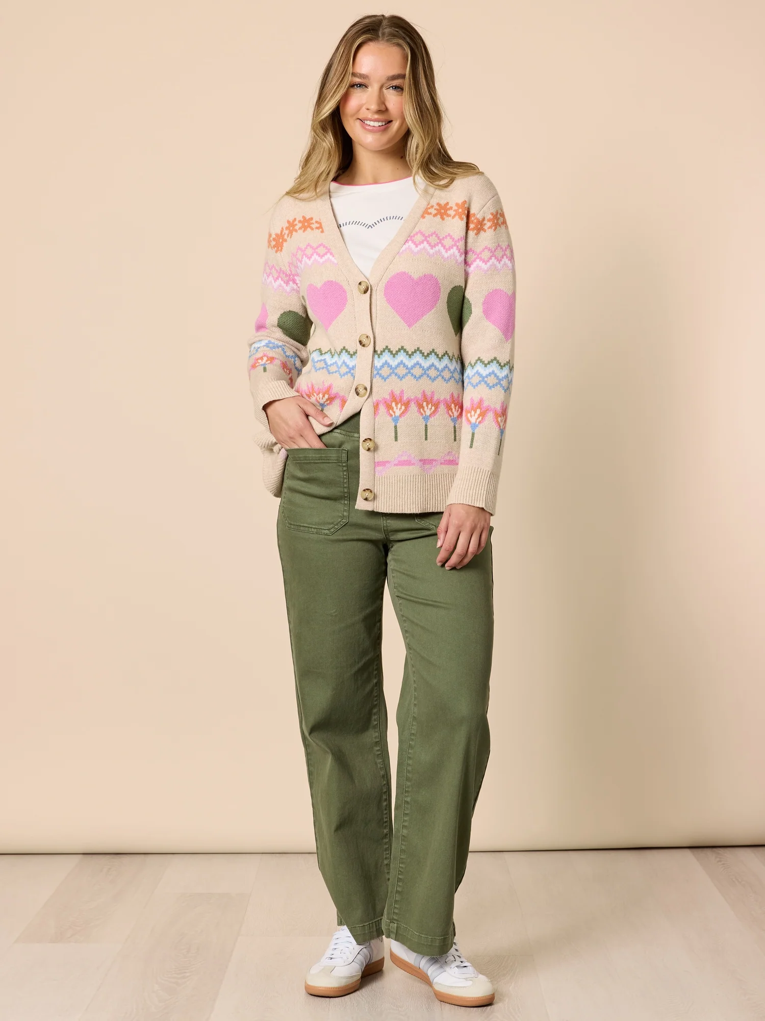 Charming Print Cardigan - Natural Multi - Image 2