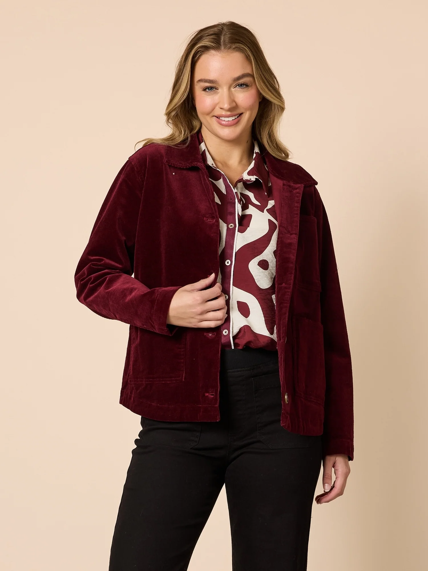 Chateau Velvet Cord Jacket - Shiraz