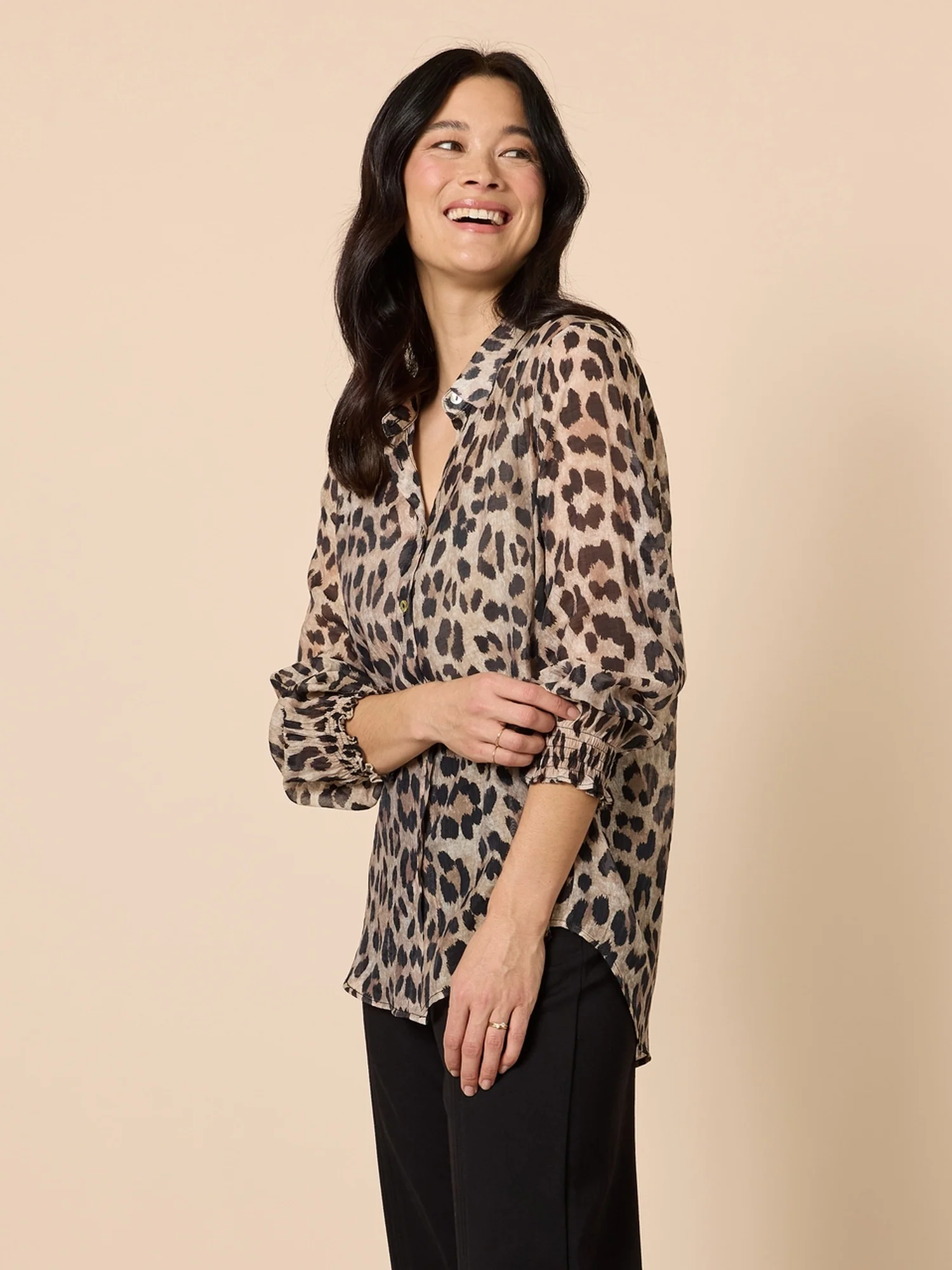 Cheetah Print Sheer Shirt - Animal - Image 3