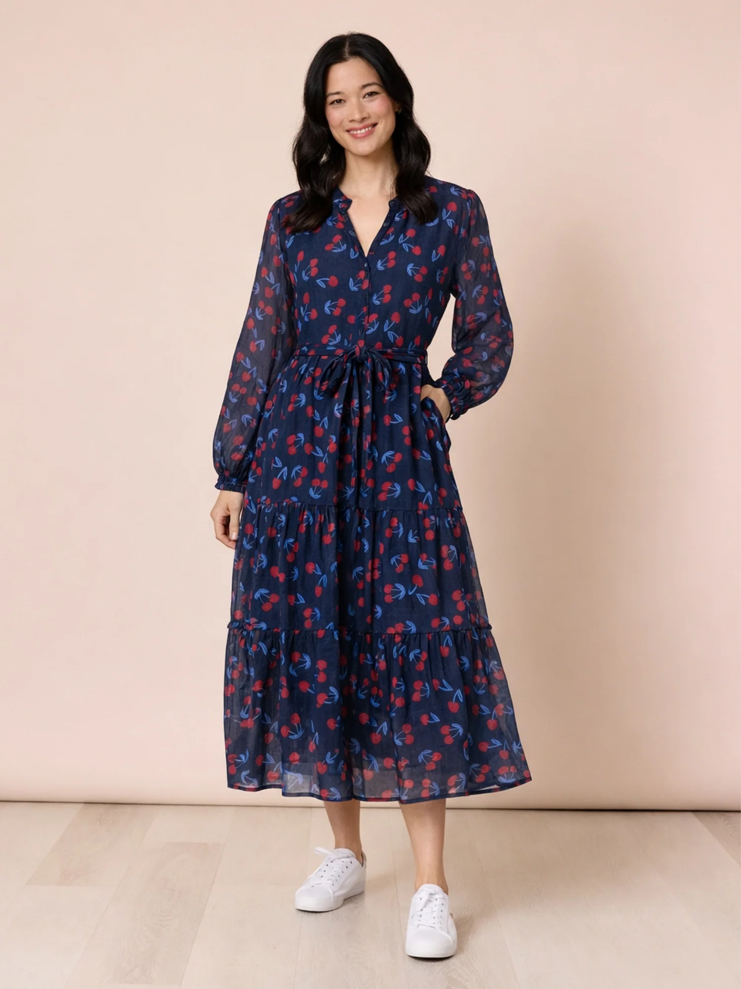 Cherry Delight Print Dress - Navy/Red - Image 5
