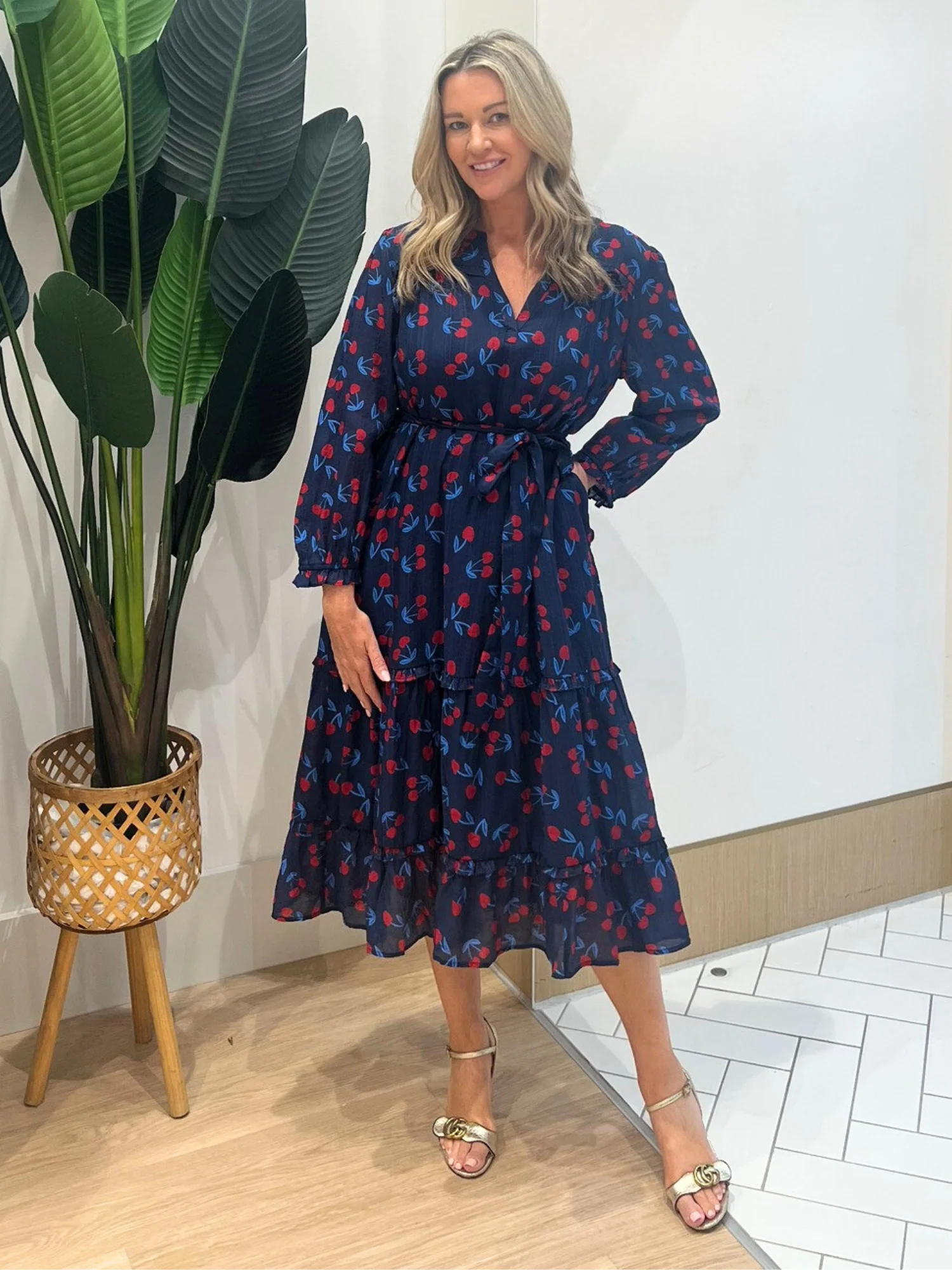 Cherry Delight Print Dress - Navy/Red - Image 6