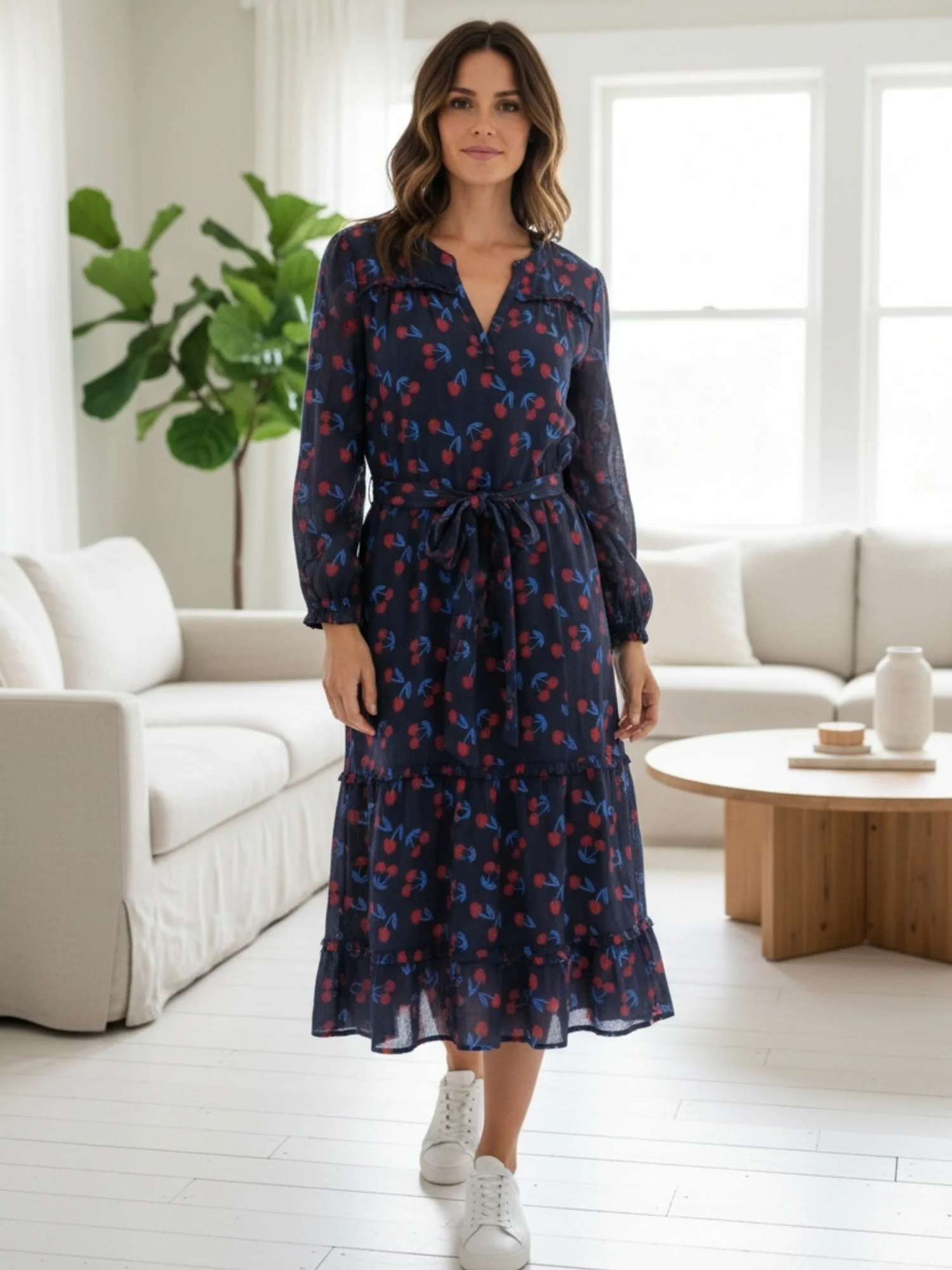 Cherry Delight Print Dress - Navy/Red - Image 7