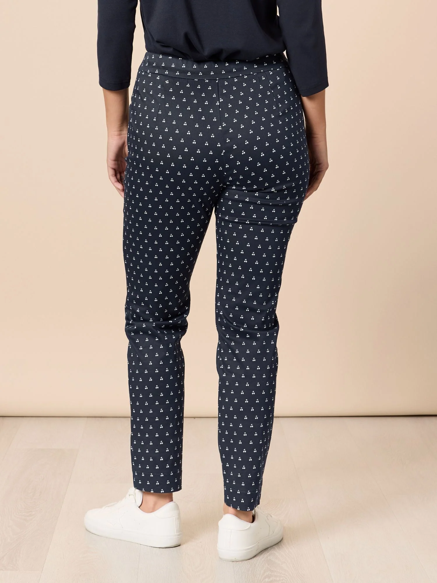 Cherry Print Slim Leg Pant - Navy/White - Image 4