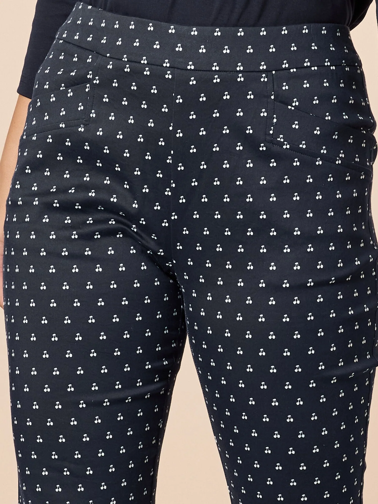 Cherry Print Slim Leg Pant - Navy/White - Image 5
