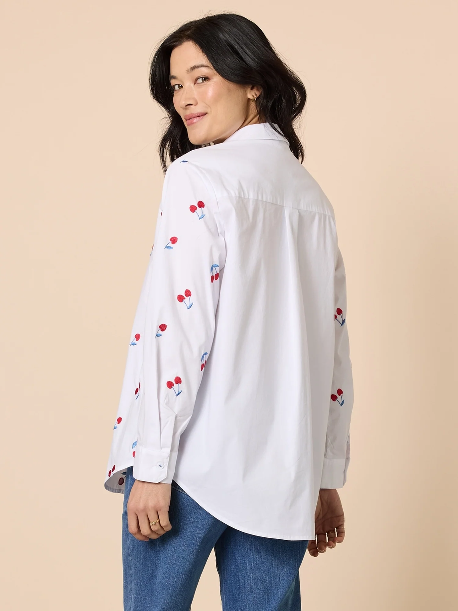 Embroidered Cherry Shirt - White - Image 4