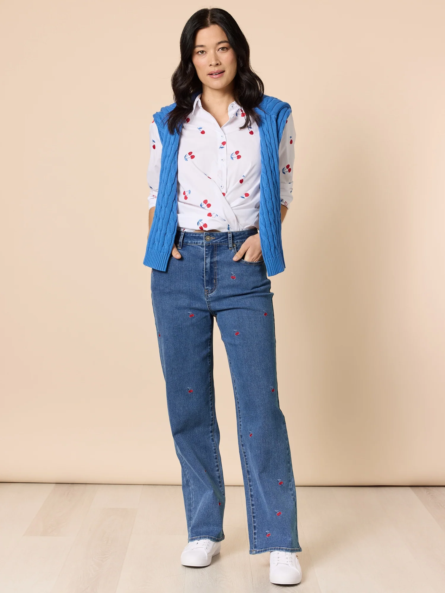 Embroidered Cherry Shirt - White - Image 7