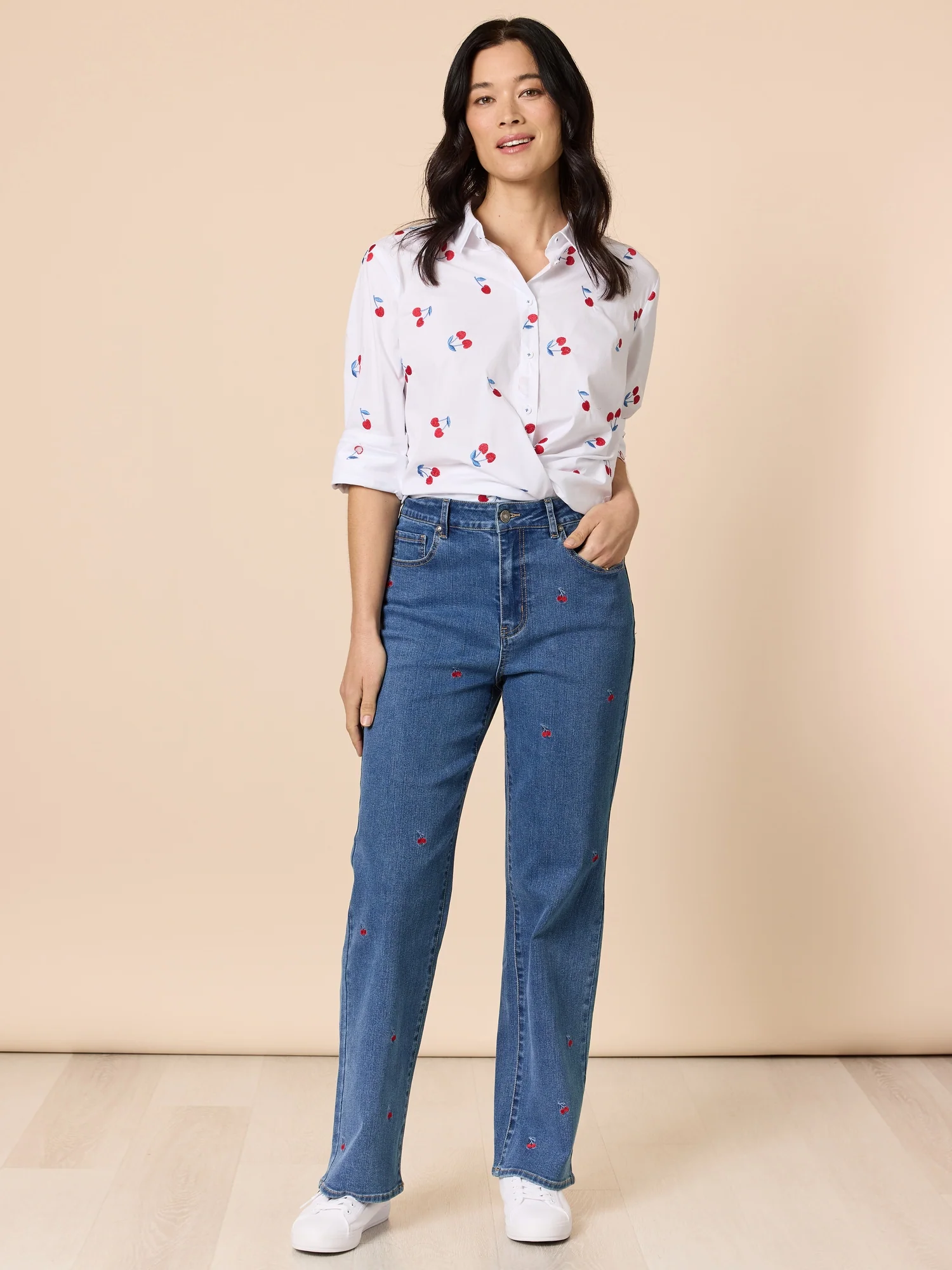 Embroidered Cherry Shirt - White - Image 8