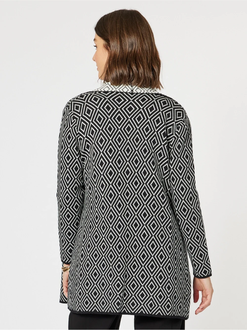 Chevron Knit Cardigan - Black/White - Image 3