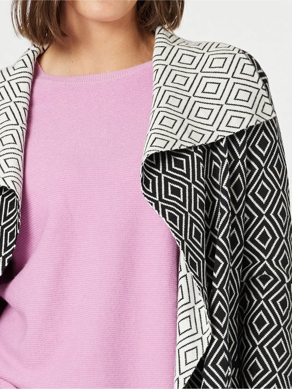 Chevron Knit Cardigan - Black/White - Image 5